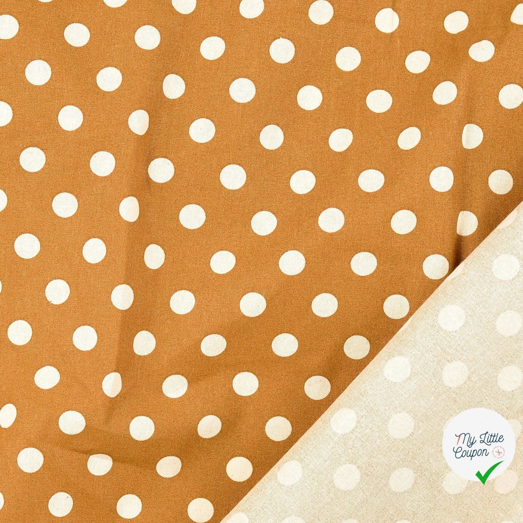 Cretonne de coton à pois marron - My Little Coupon