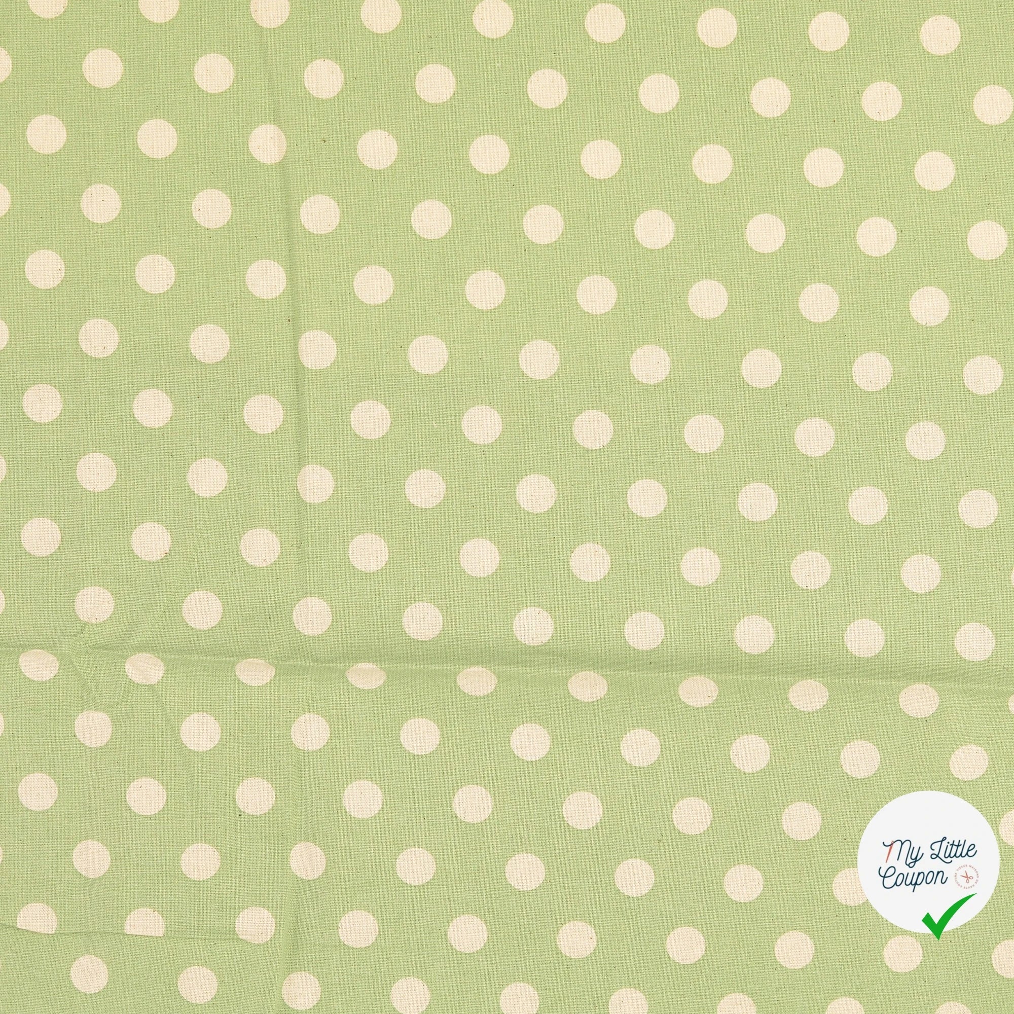 Cretonne de coton à pois menthe foncée - My Little Coupon