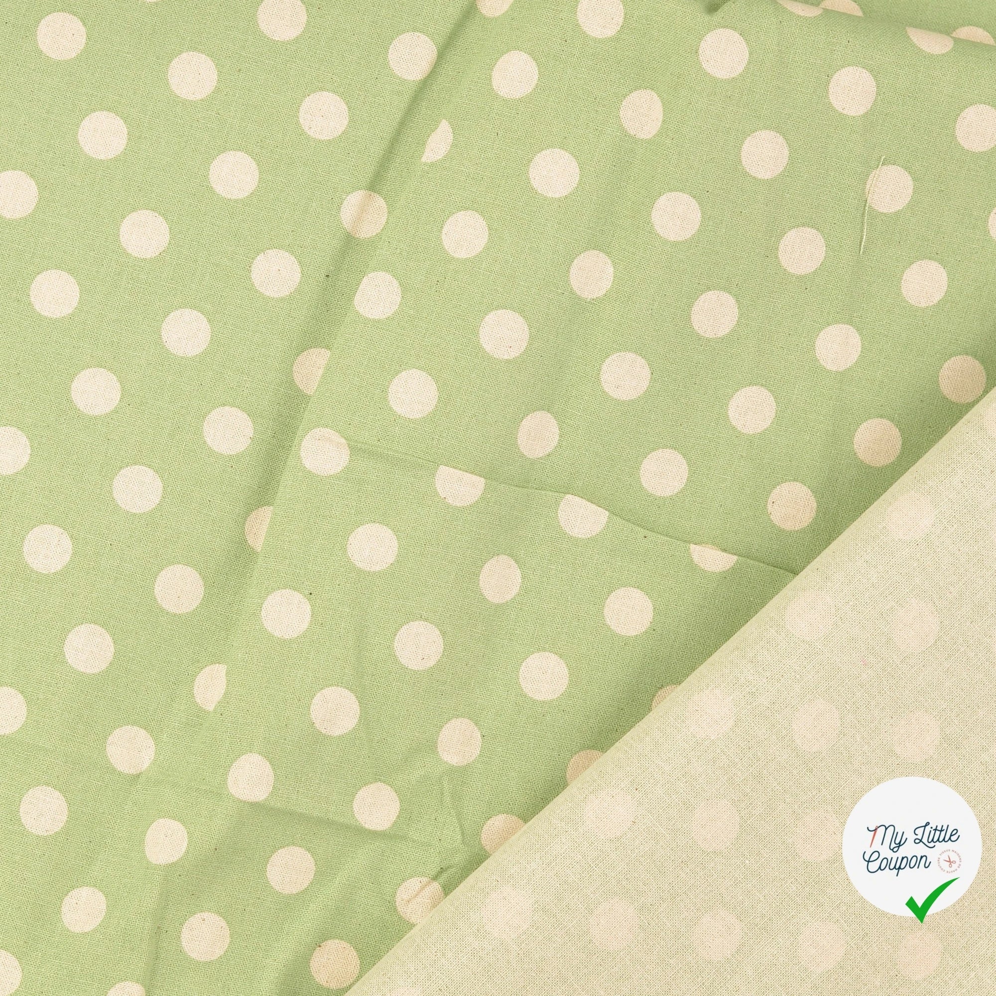 Cretonne de coton à pois menthe foncée - My Little Coupon