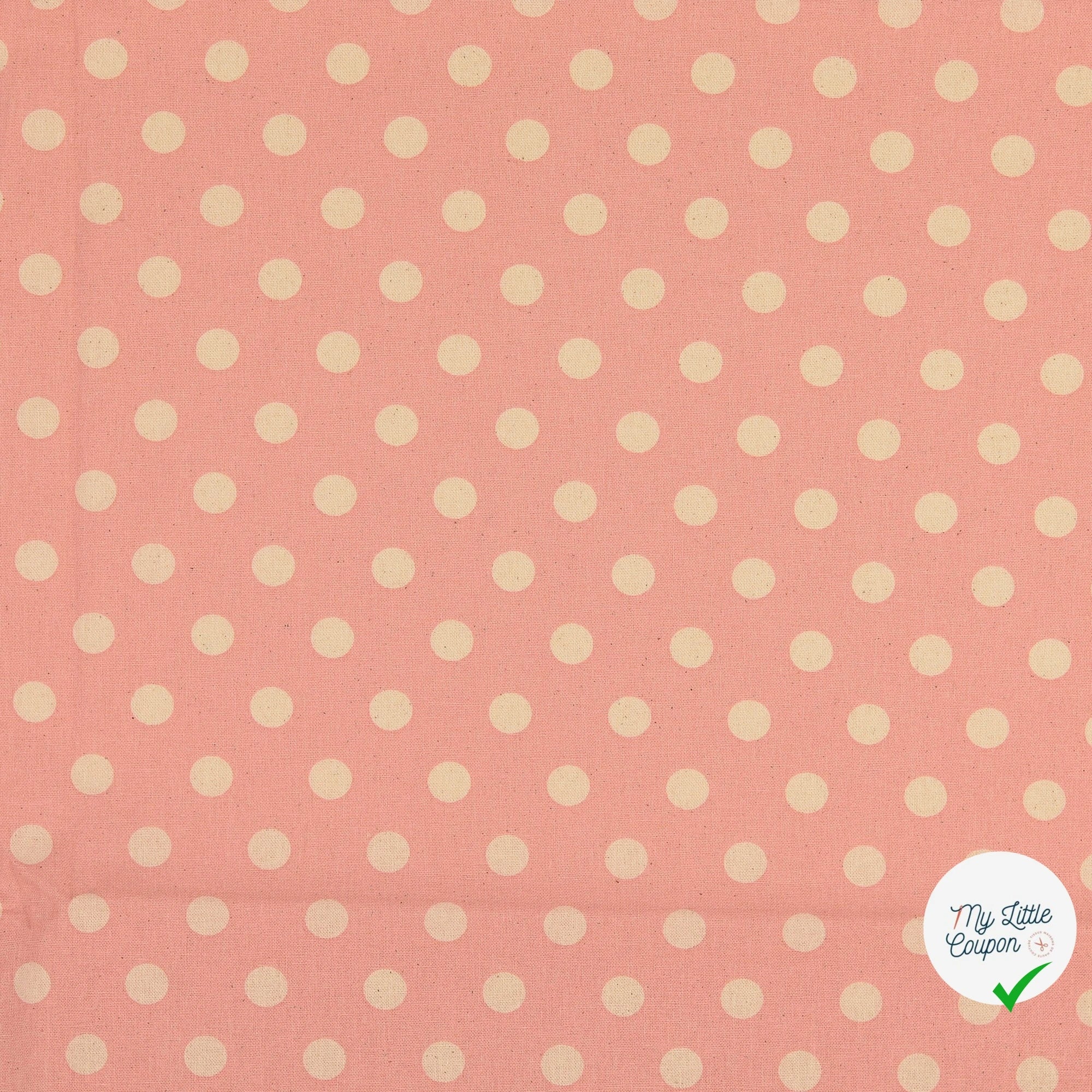 Cretonne de coton à pois rose clair - My Little Coupon