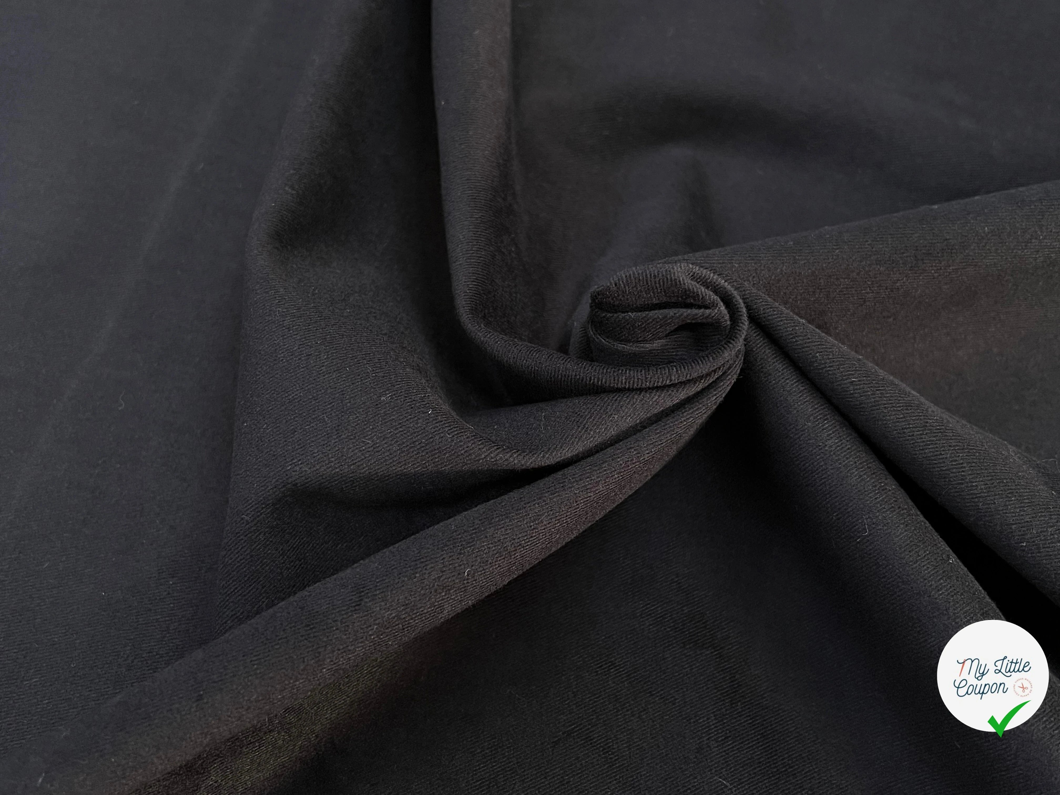 DENIM COTON GRATTÉ EFFET DUVETEUX NOIR PEAU DE PÊCHE 97% COTON 145CM - My Little Coupon