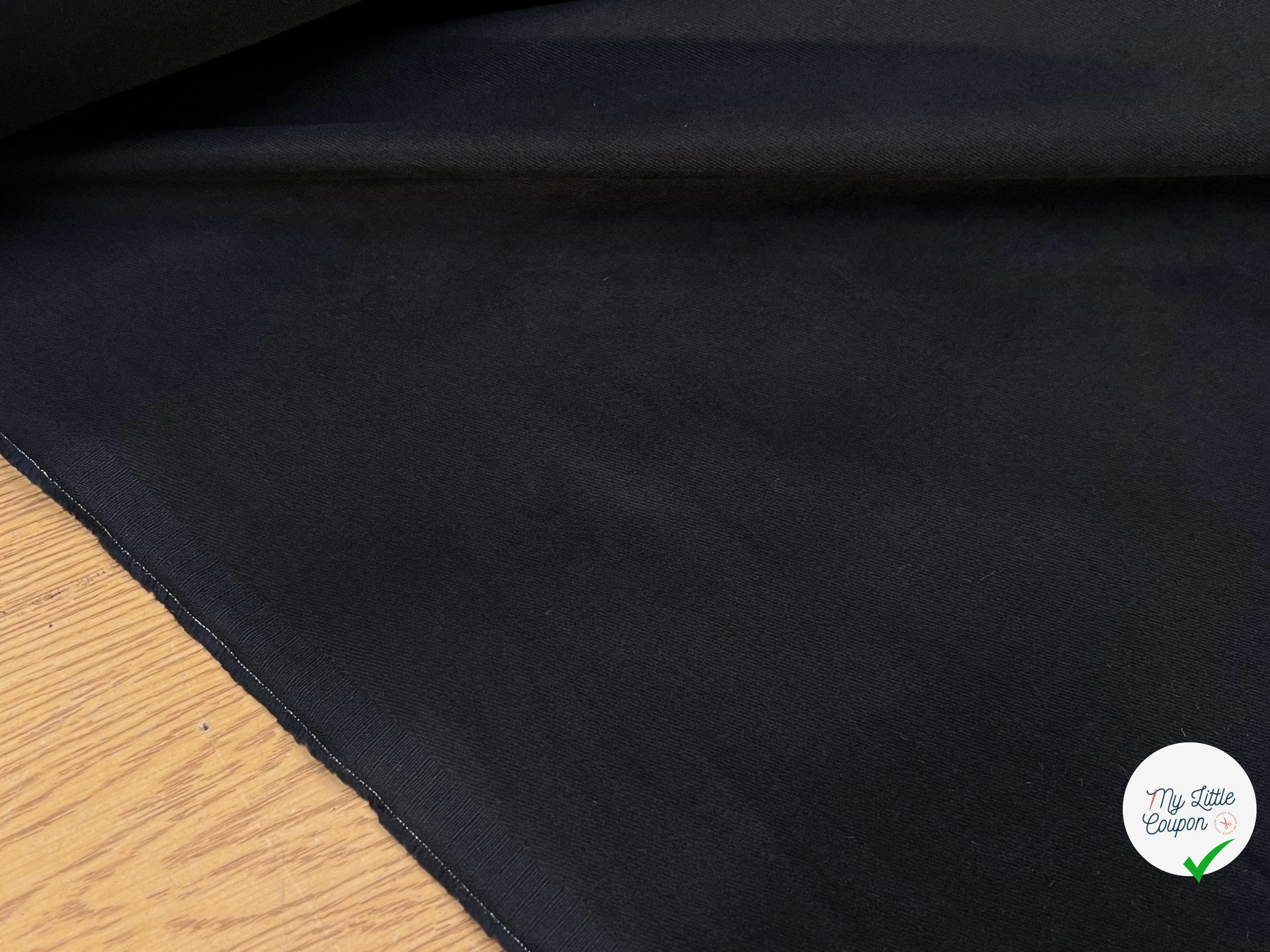 DENIM COTON GRATTÉ EFFET DUVETEUX NOIR PEAU DE PÊCHE 97% COTON 145CM - My Little Coupon