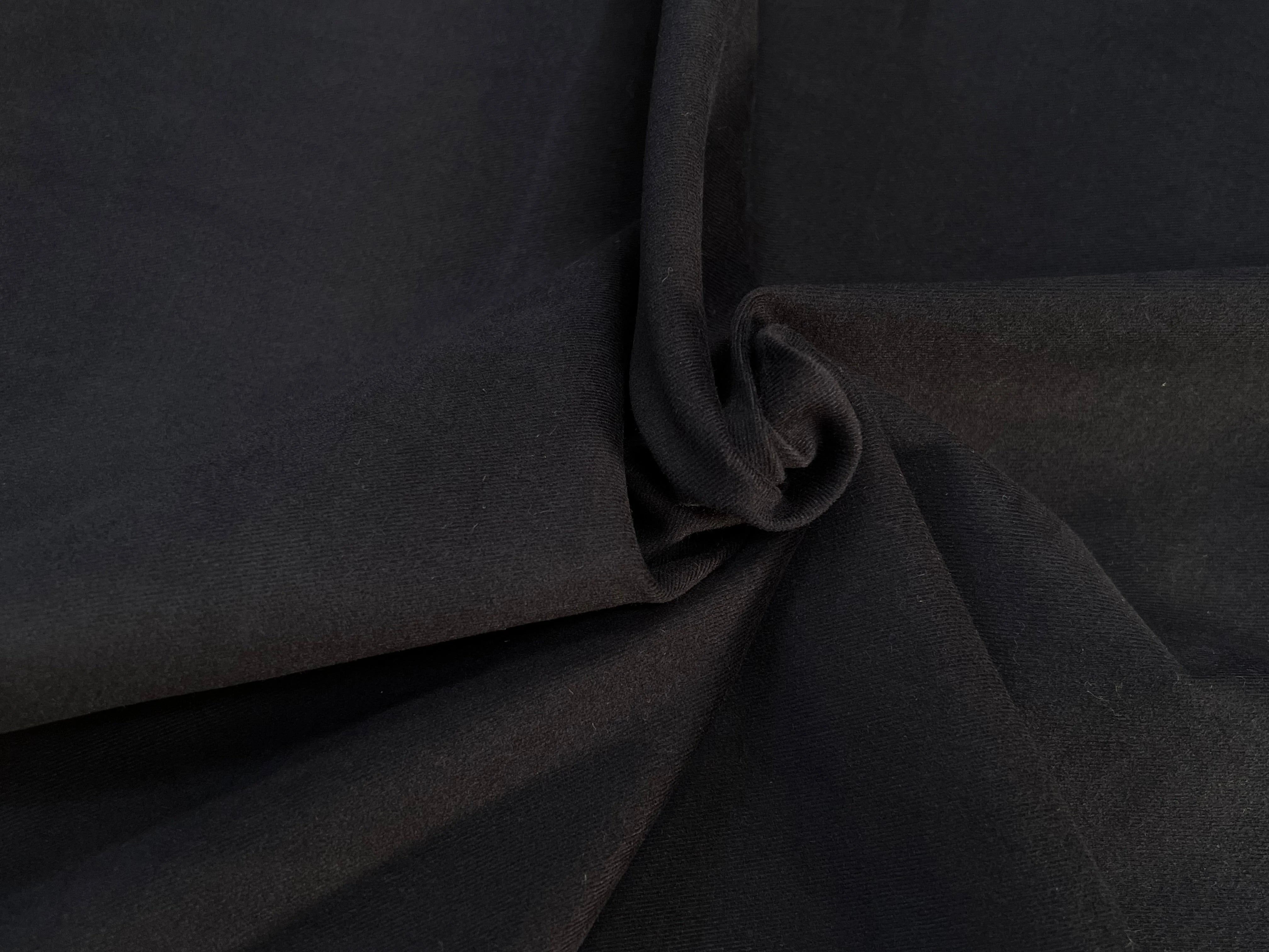 DENIM COTON GRATTÉ EFFET DUVETEUX NOIR PEAU DE PÊCHE 97% COTON 145CM - My Little Coupon