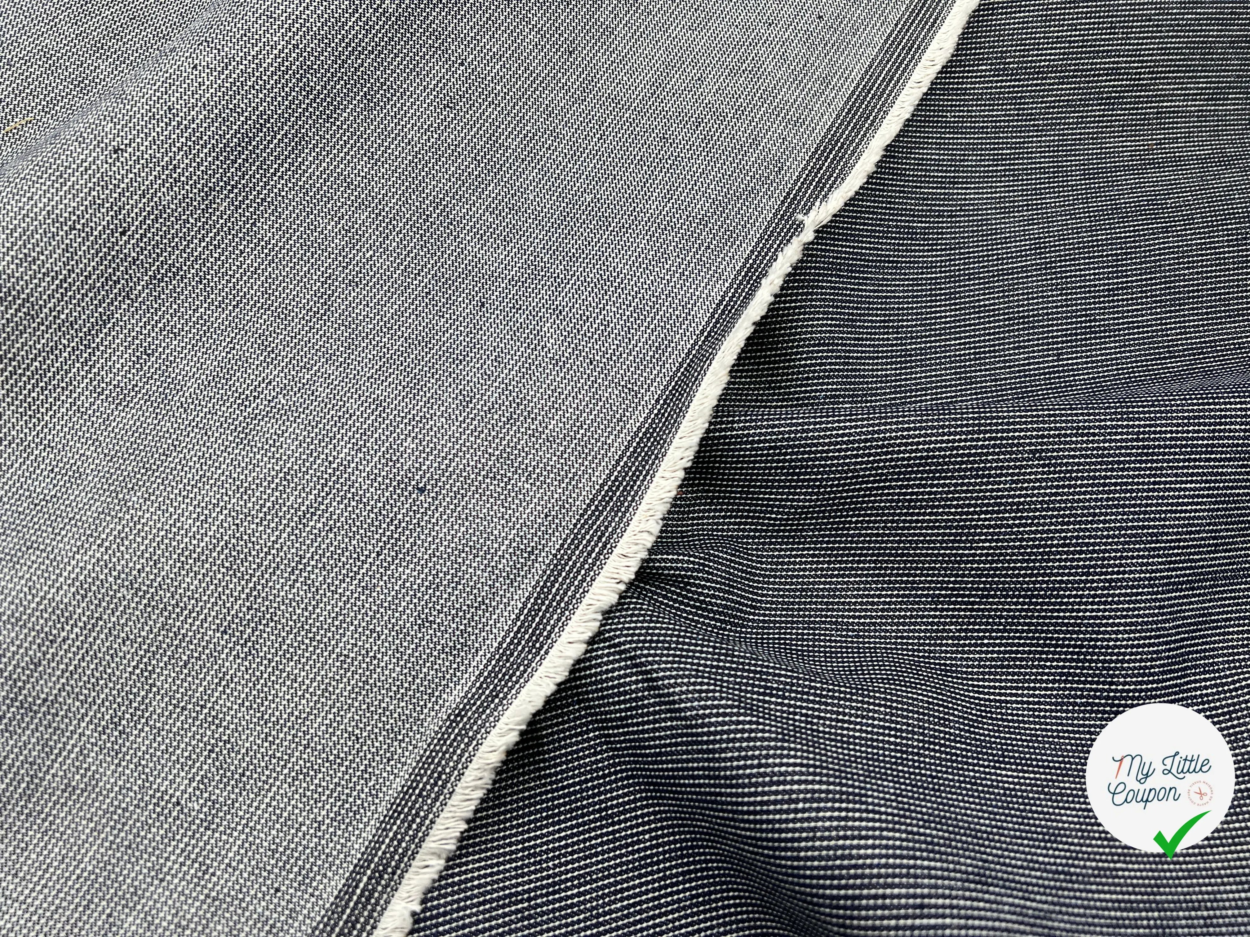 DENIM RAYÉ BLEU POINTILLÉ WORKER - My Little Coupon - tissu - coudre