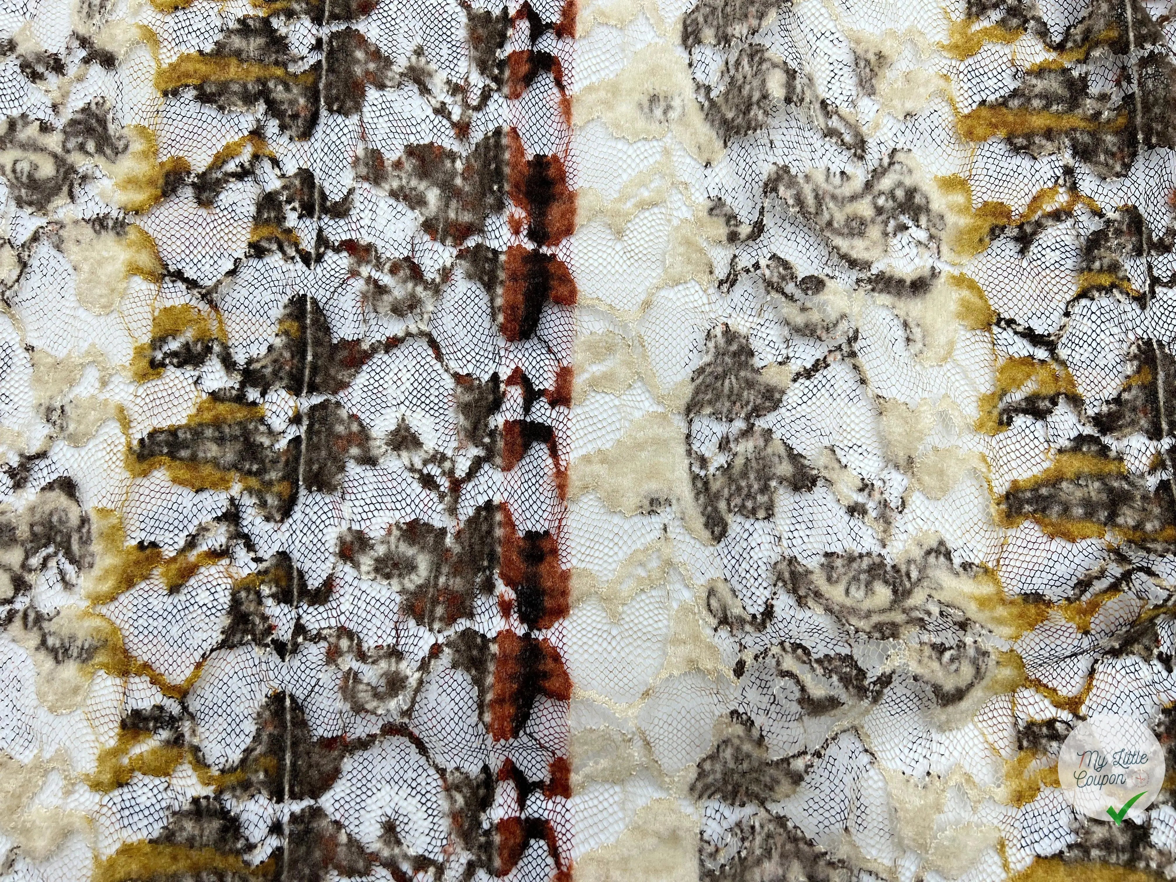 DENTELLE CHENILLE IMPRIMÉÉ COULEURS D'AUTOMNE - My Little Coupon - tissu - coudre