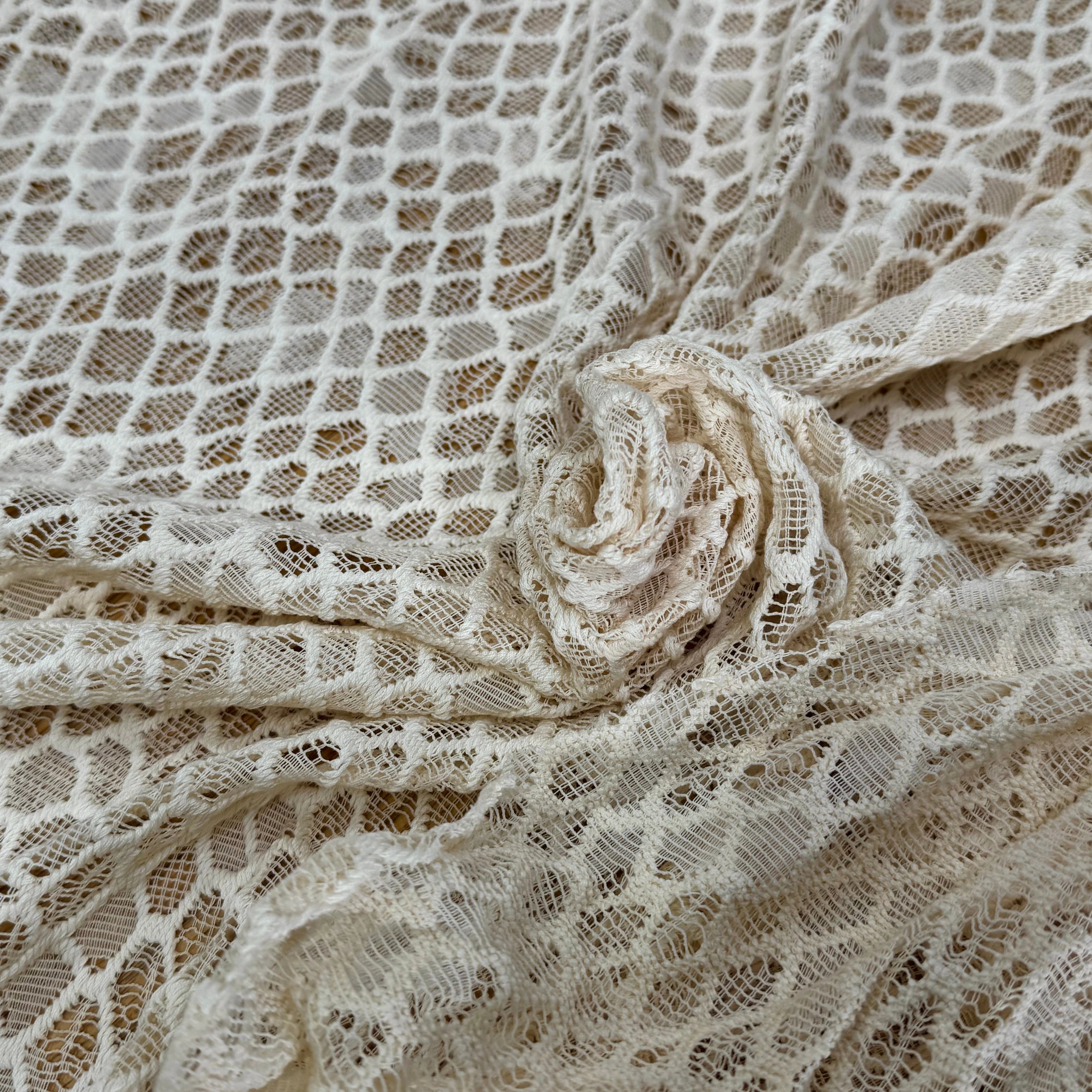 DENTELLE COTON TISSÉ LOSANGE ÉCRU - My Little Coupon