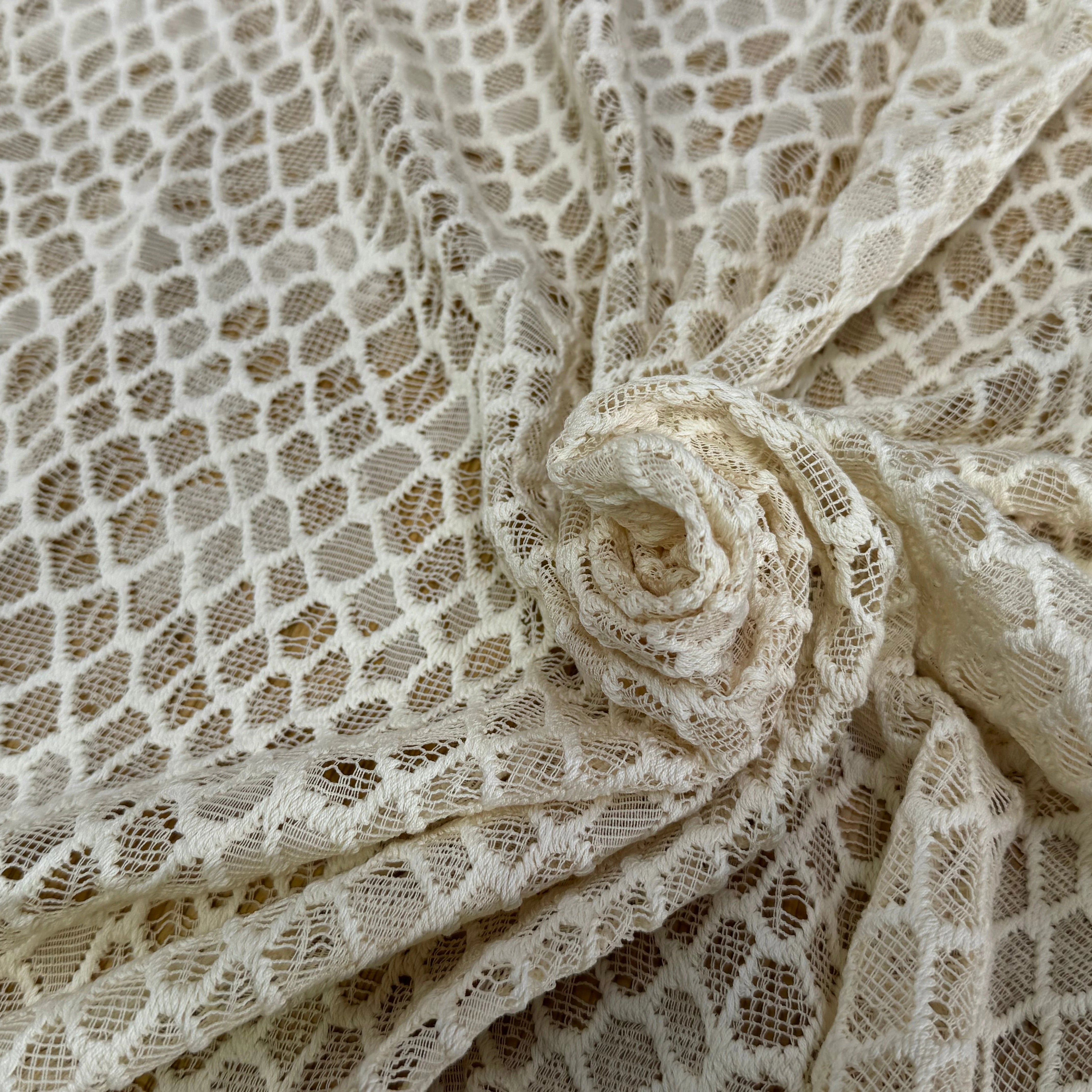 DENTELLE COTON TISSÉ LOSANGE ÉCRU - My Little Coupon