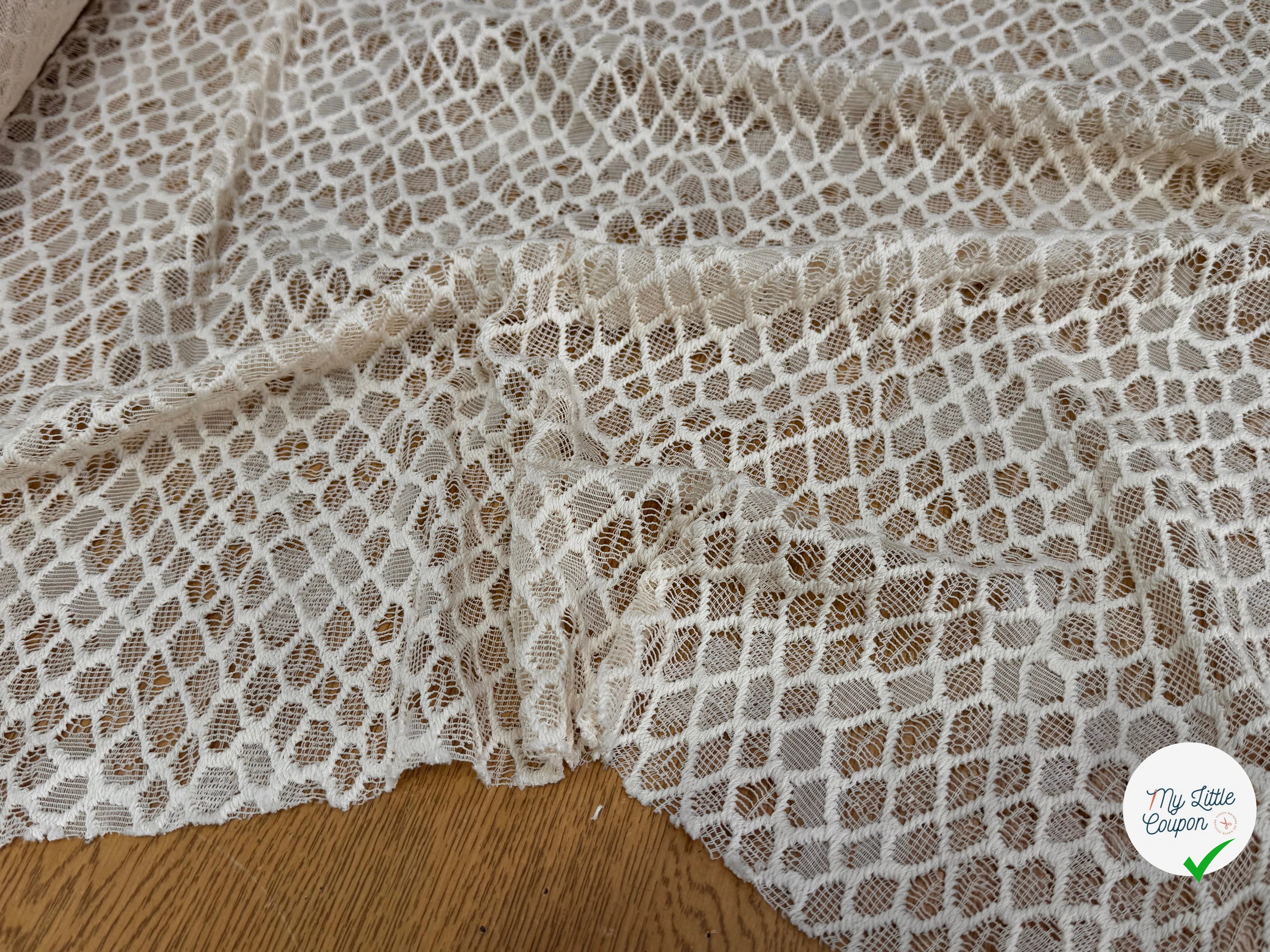 DENTELLE COTON TISSÉ LOSANGE ÉCRU - My Little Coupon