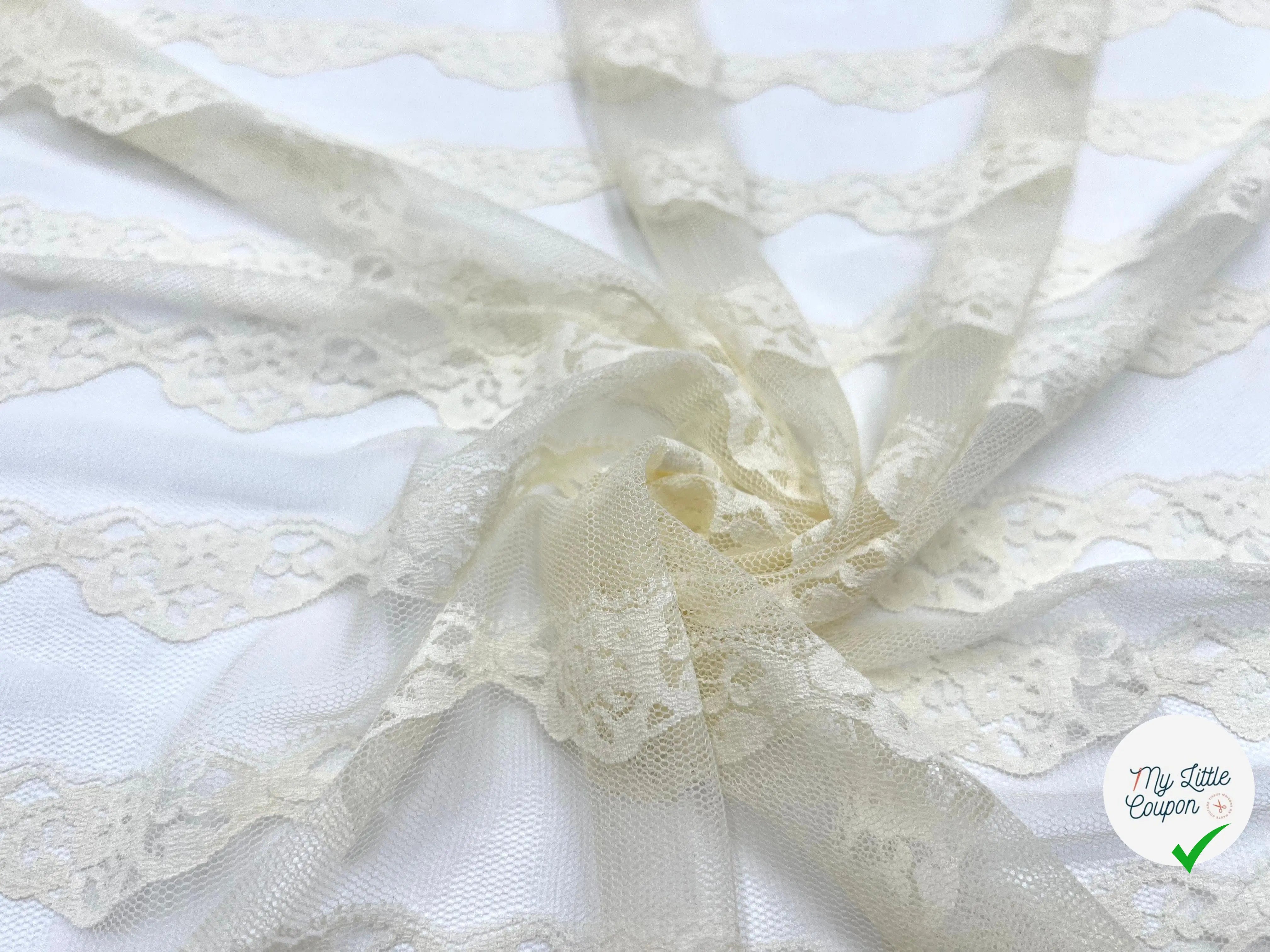 DENTELLE CRÈME VOLANT EN LIGNES - My Little Coupon - tissu - coudre