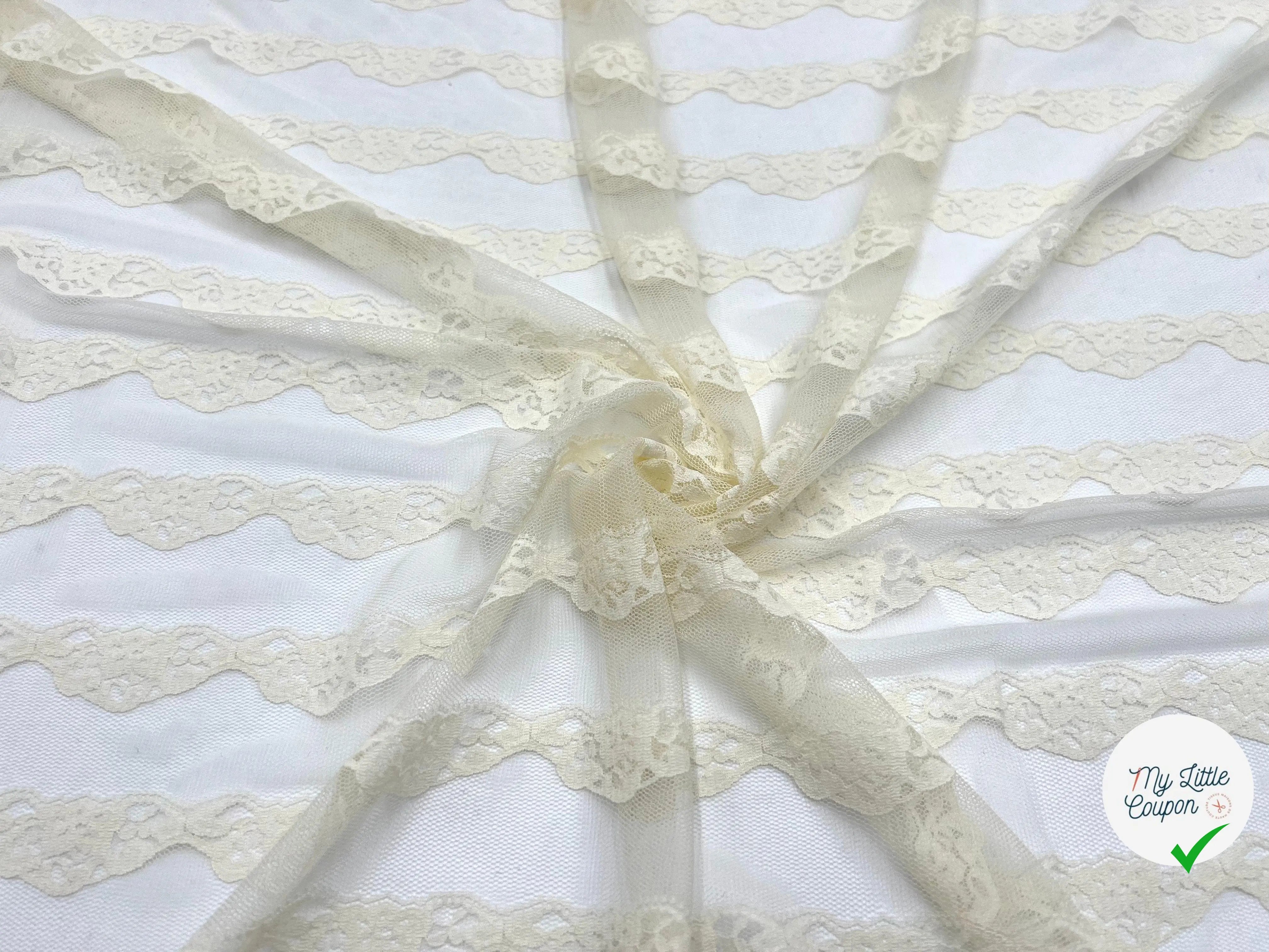 DENTELLE CRÈME VOLANT EN LIGNES - My Little Coupon - tissu - coudre