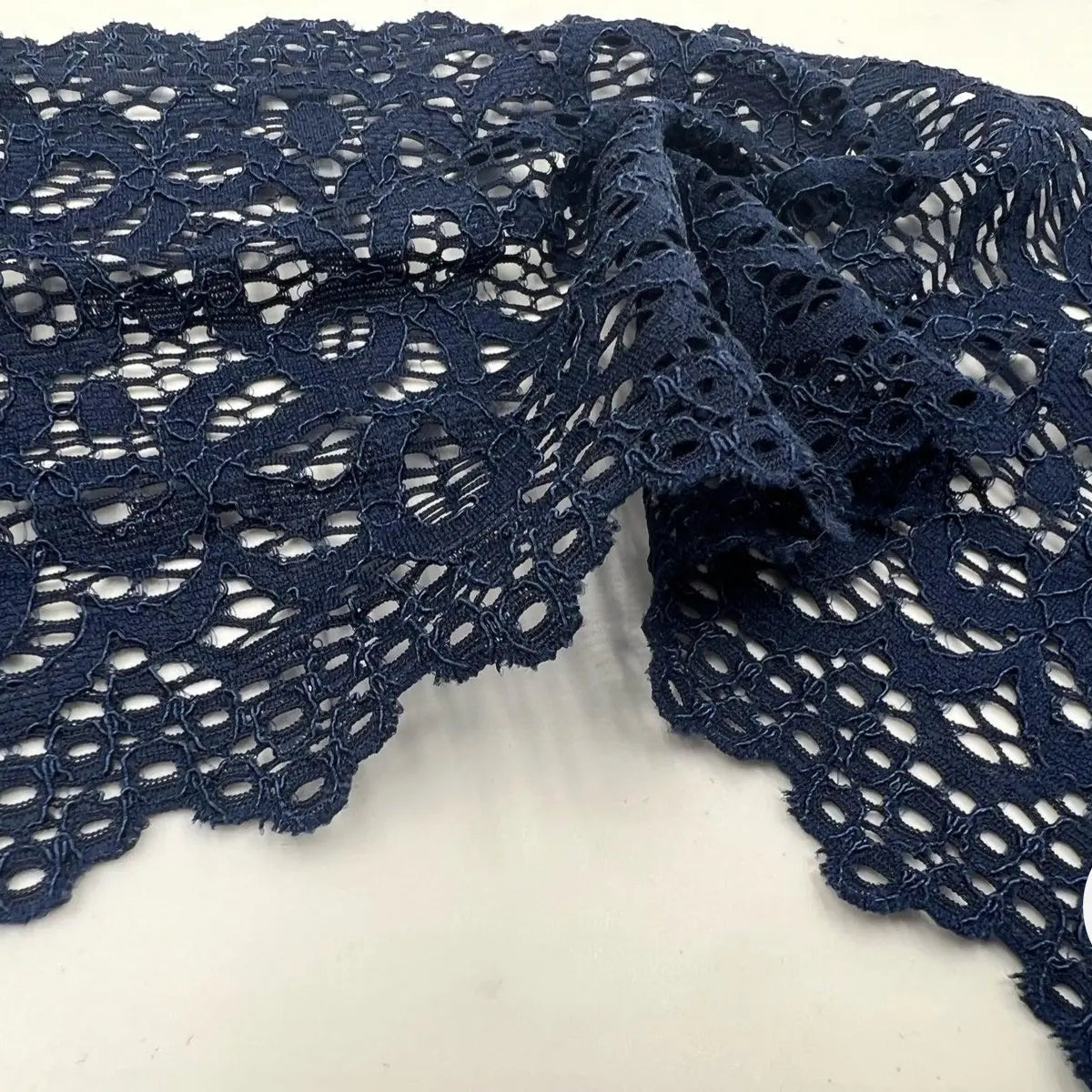 DENTELLE ÉLASTIQUE GRANDE LARGEUR BLEU MARINE - My Little Coupon - tissu - coudre