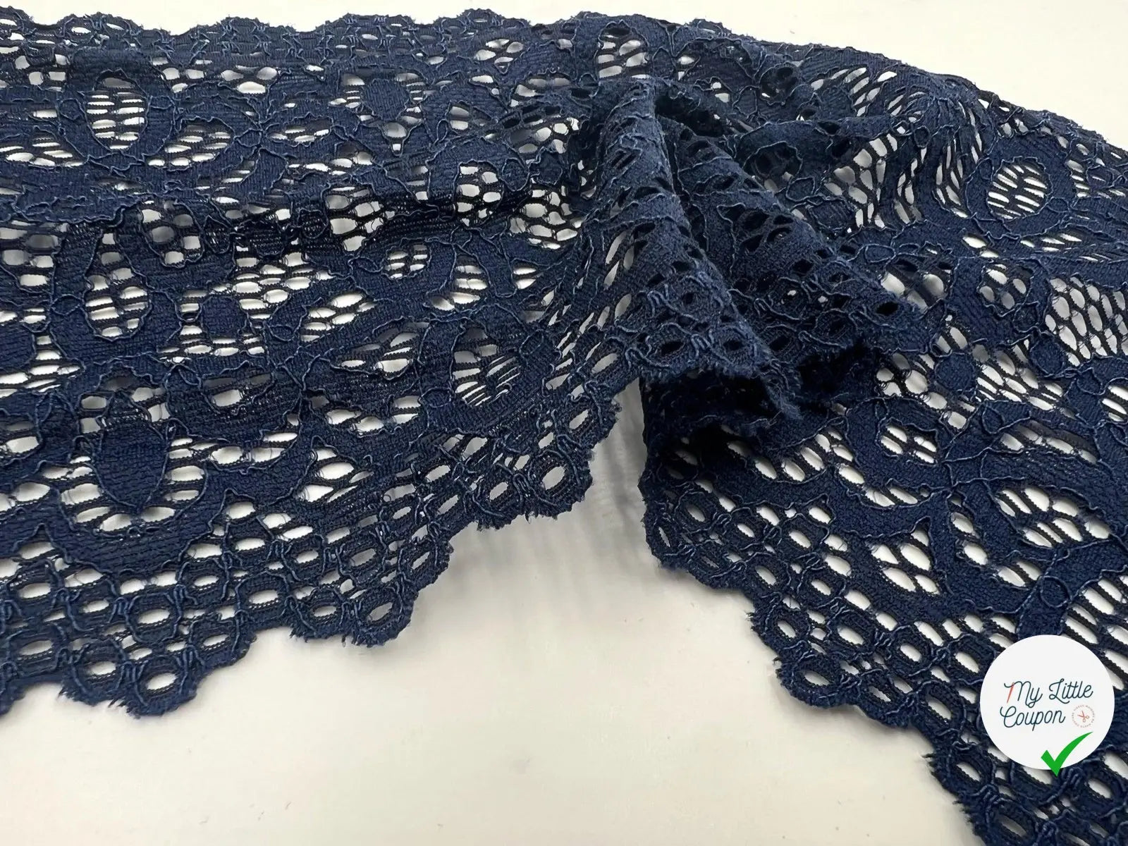 DENTELLE ÉLASTIQUE GRANDE LARGEUR BLEU MARINE - My Little Coupon - tissu - coudre