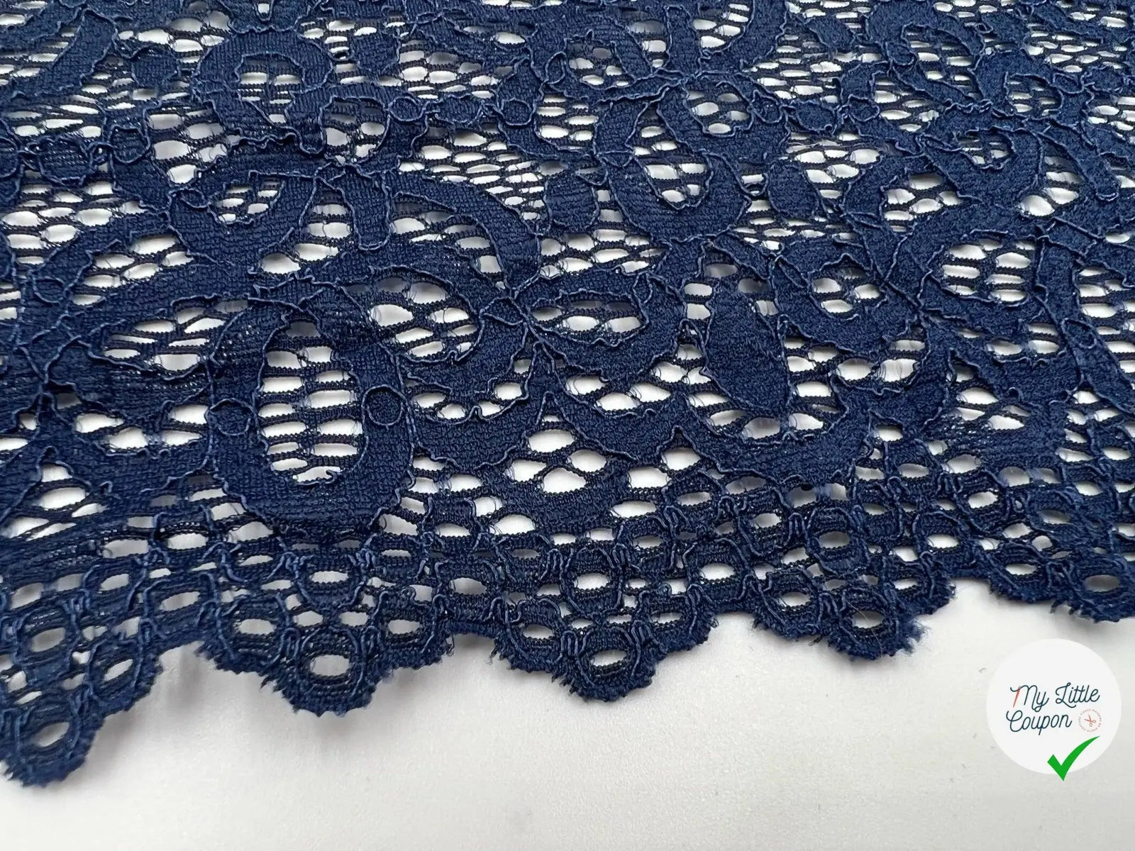 DENTELLE ÉLASTIQUE GRANDE LARGEUR BLEU MARINE - My Little Coupon - tissu - coudre