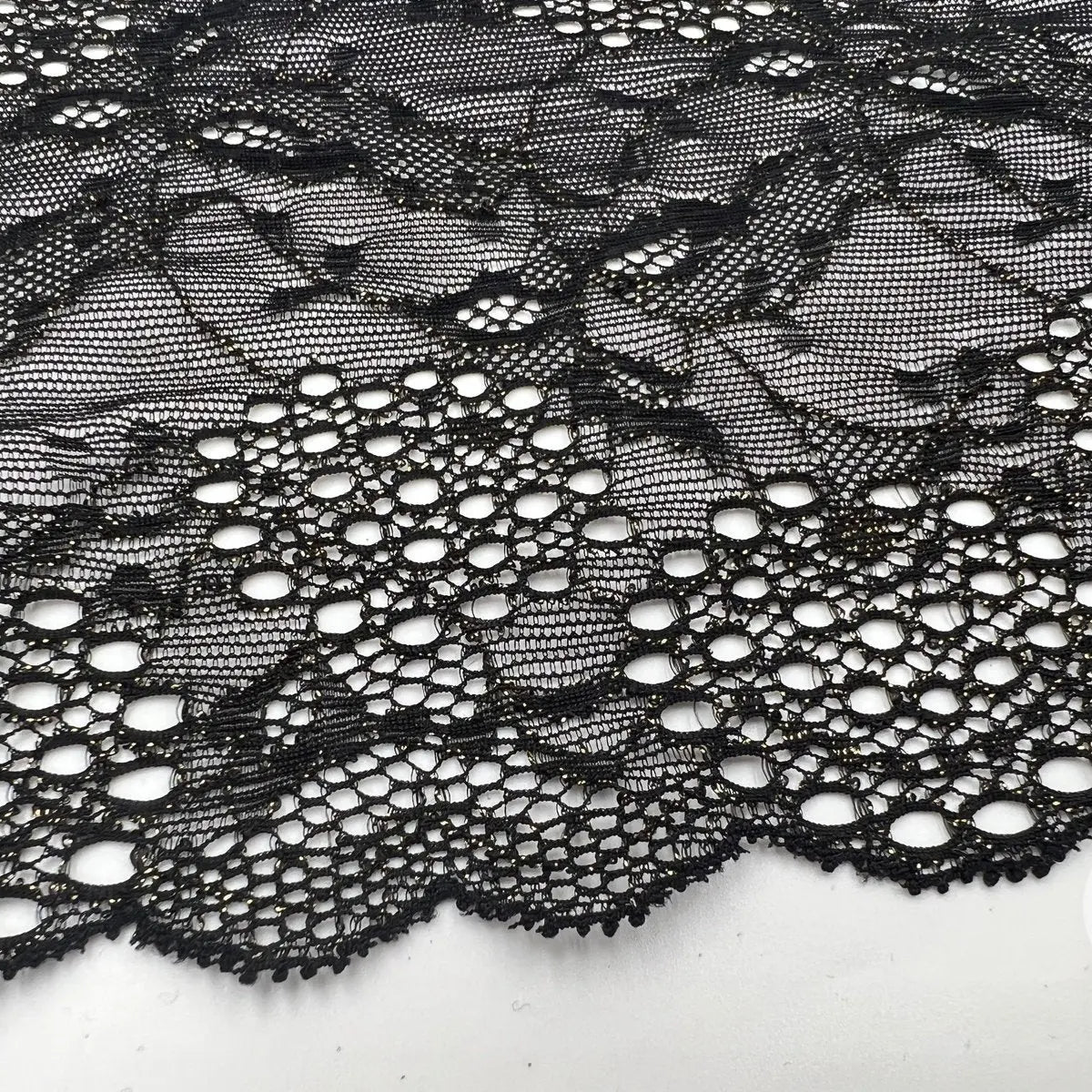 DENTELLE ÉLASTIQUE GRANDE LARGEUR NOIR OR - My Little Coupon - tissu - coudre