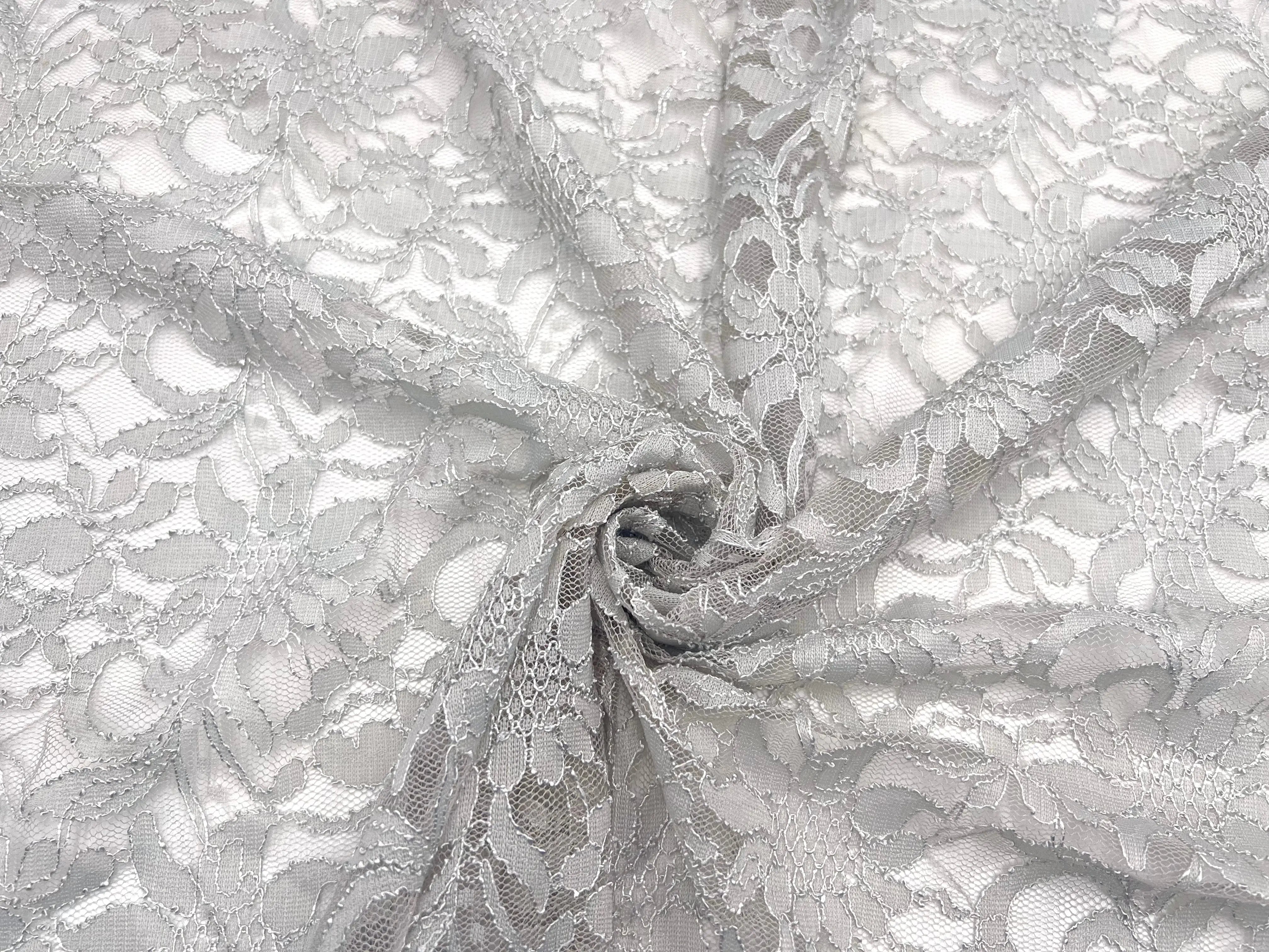 DENTELLE FLORALE GRIS PERLE - My Little Coupon - tissu - coudre