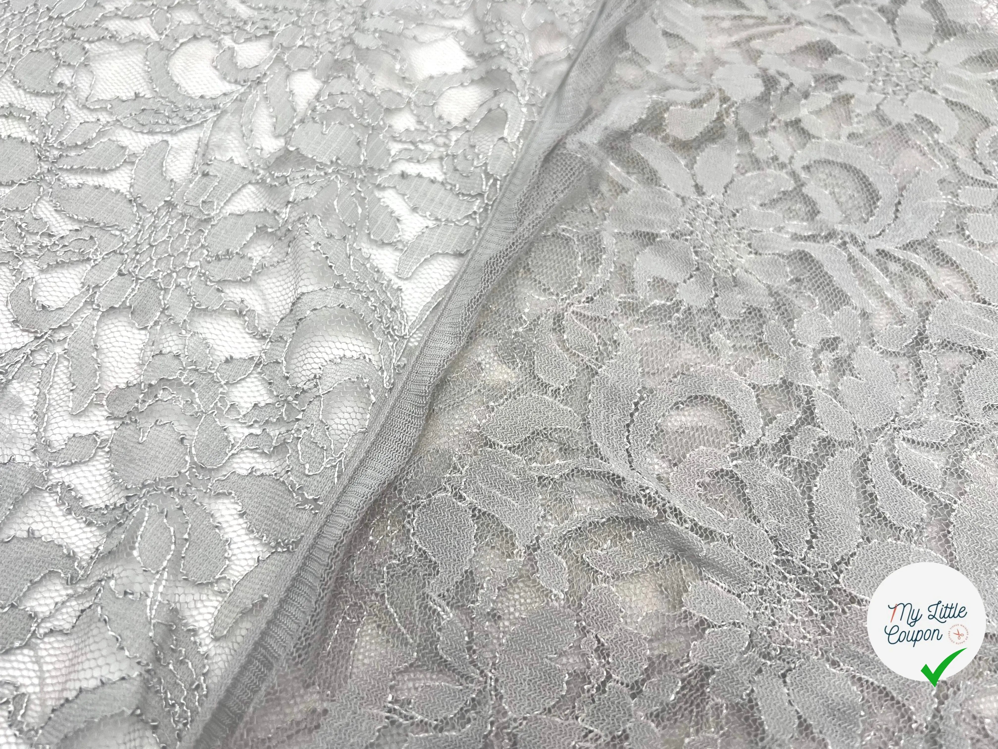 DENTELLE FLORALE GRIS PERLE - My Little Coupon - tissu - coudre