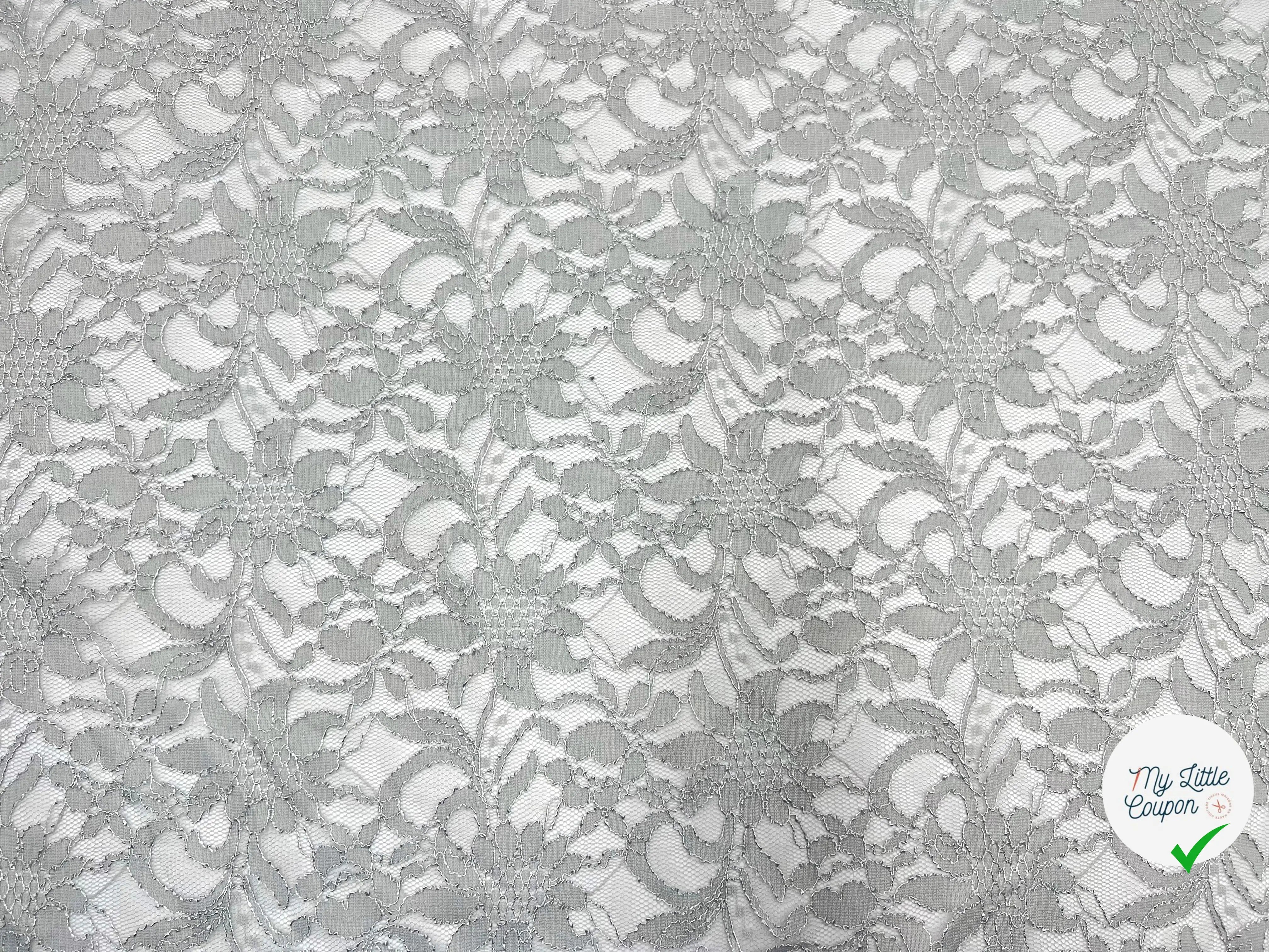 DENTELLE FLORALE GRIS PERLE - My Little Coupon - tissu - coudre