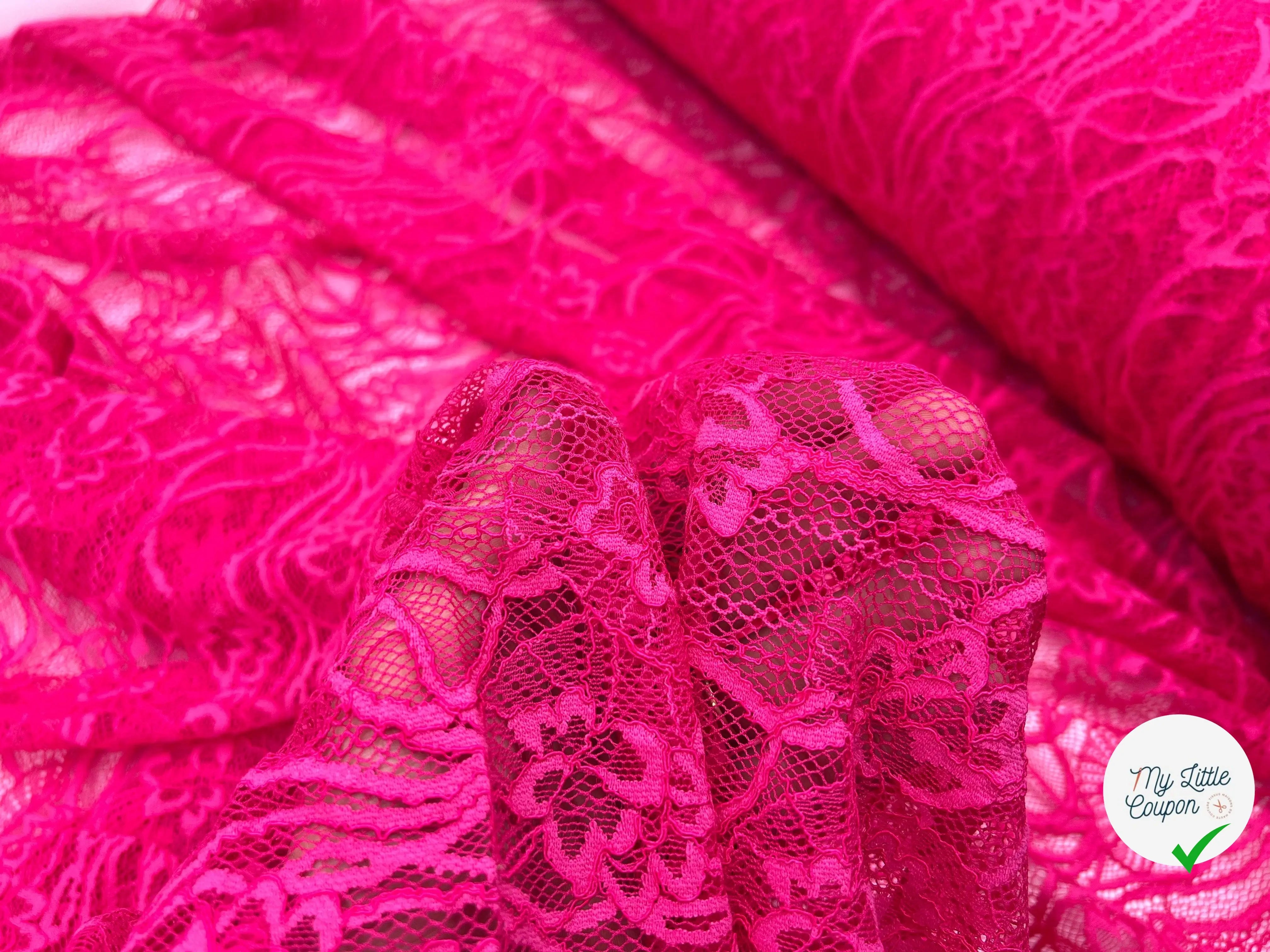 DENTELLE FRAMBOISE MOTIF FLEURS - My Little Coupon - tissu - coudre