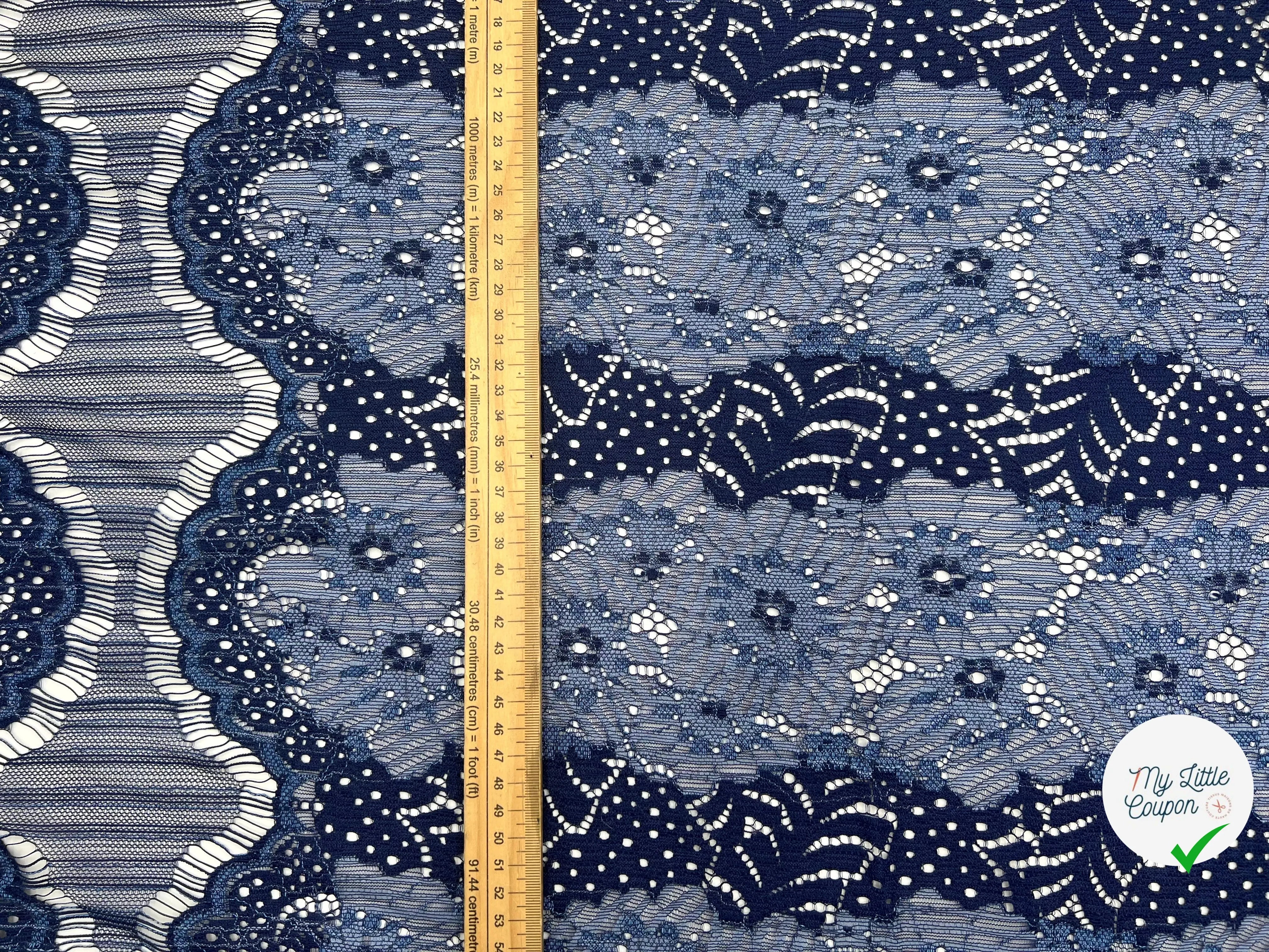 DENTELLE MOTIF FLEURS INDIGO - My Little Coupon - tissu - coudre
