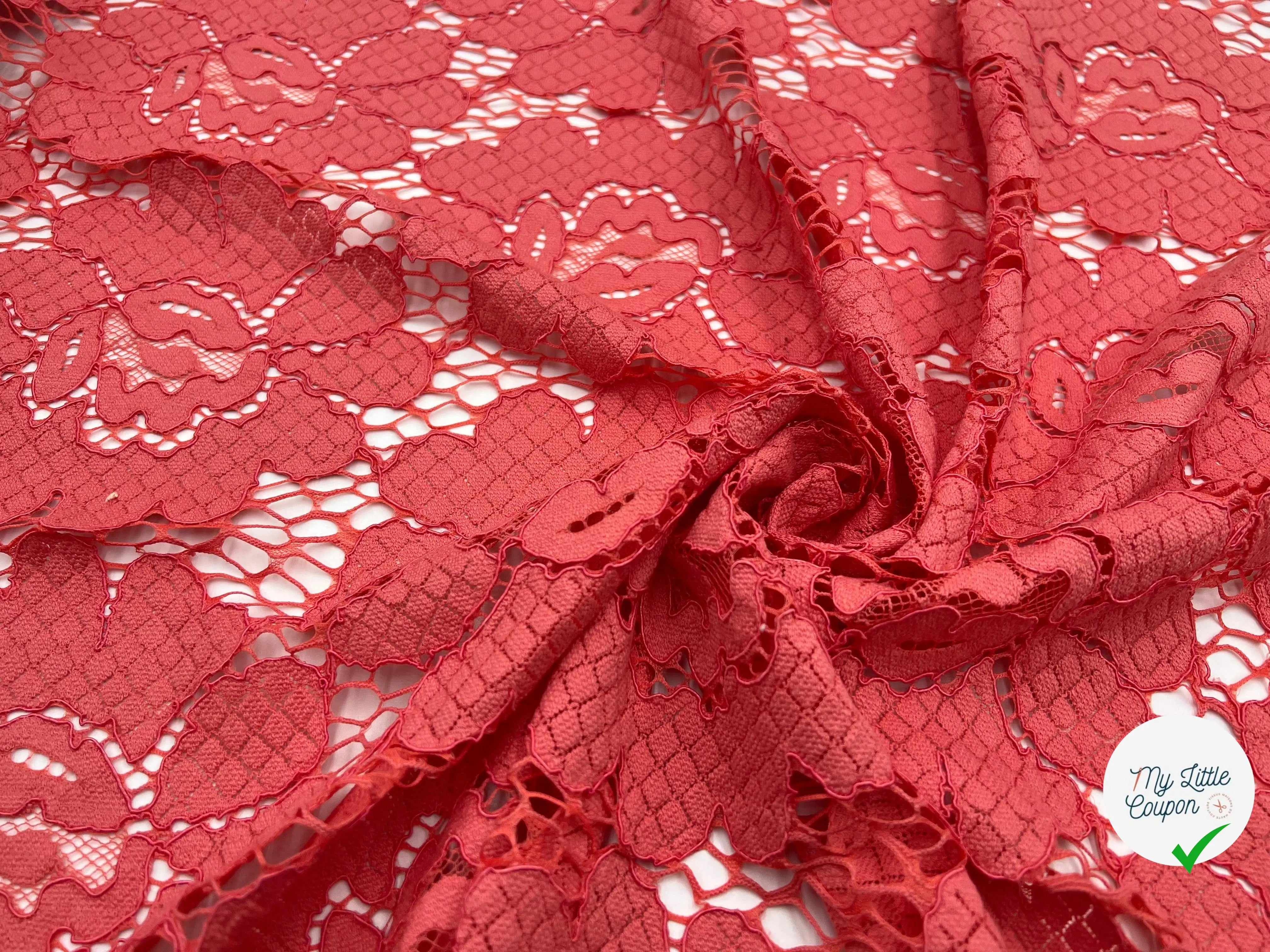 DENTELLE PÉTALE DE LOSANGES CORAIL - My Little Coupon - tissu - coudre