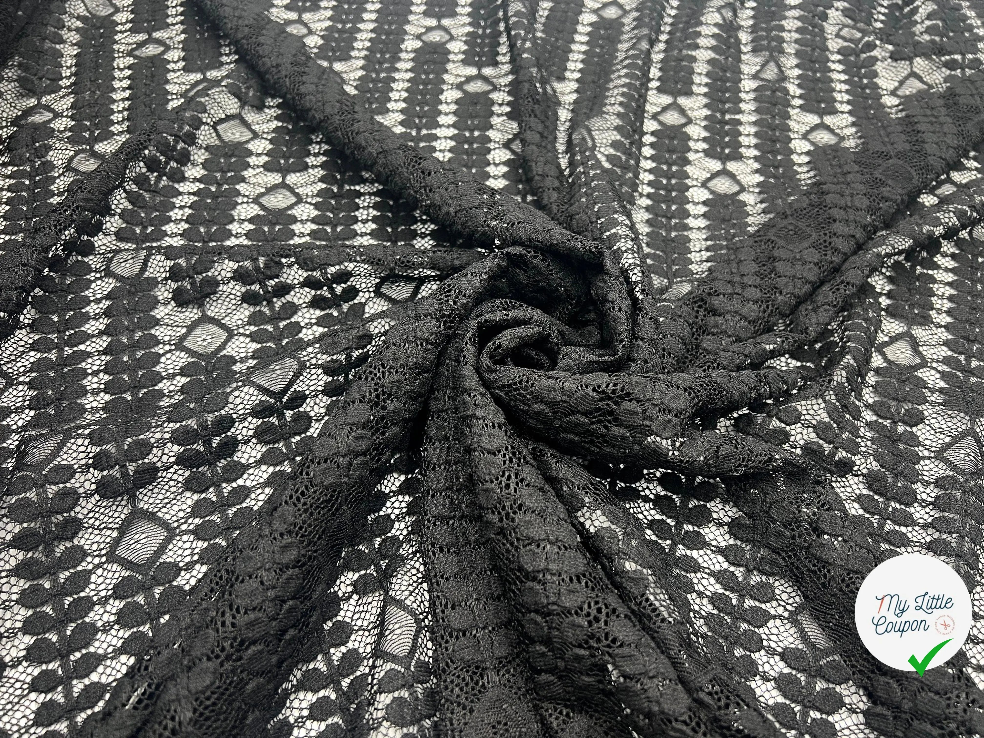 DENTELLE RAMEAUX ET LOSANGES NOIRS - My Little Coupon - tissu - coudre