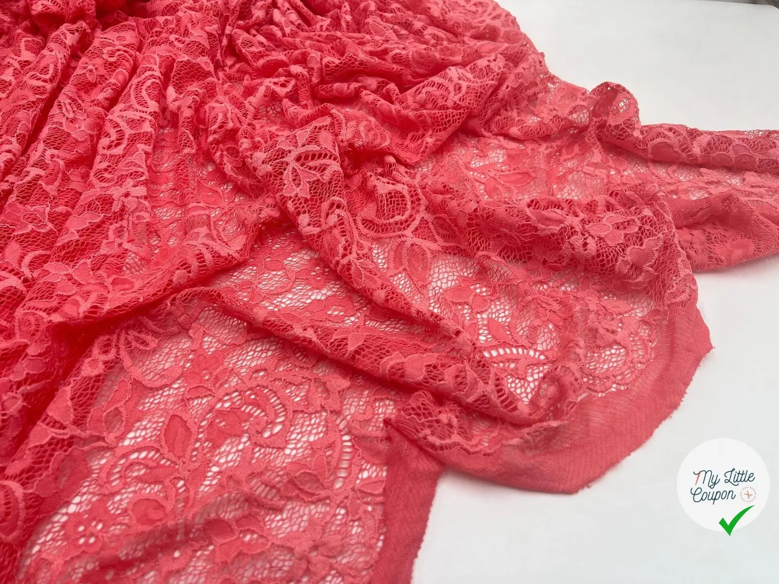 DENTELLE ROMANTIQUE SAUMON FONCÉ - My Little Coupon - tissu - coudre