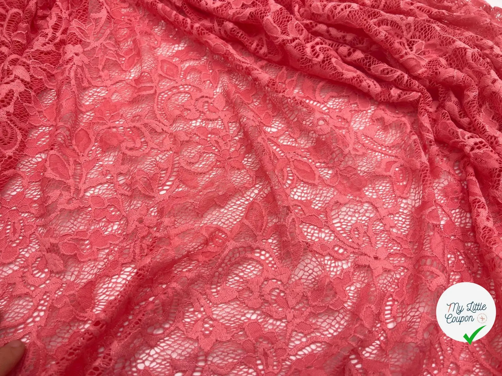 DENTELLE ROMANTIQUE SAUMON FONCÉ - My Little Coupon - tissu - coudre
