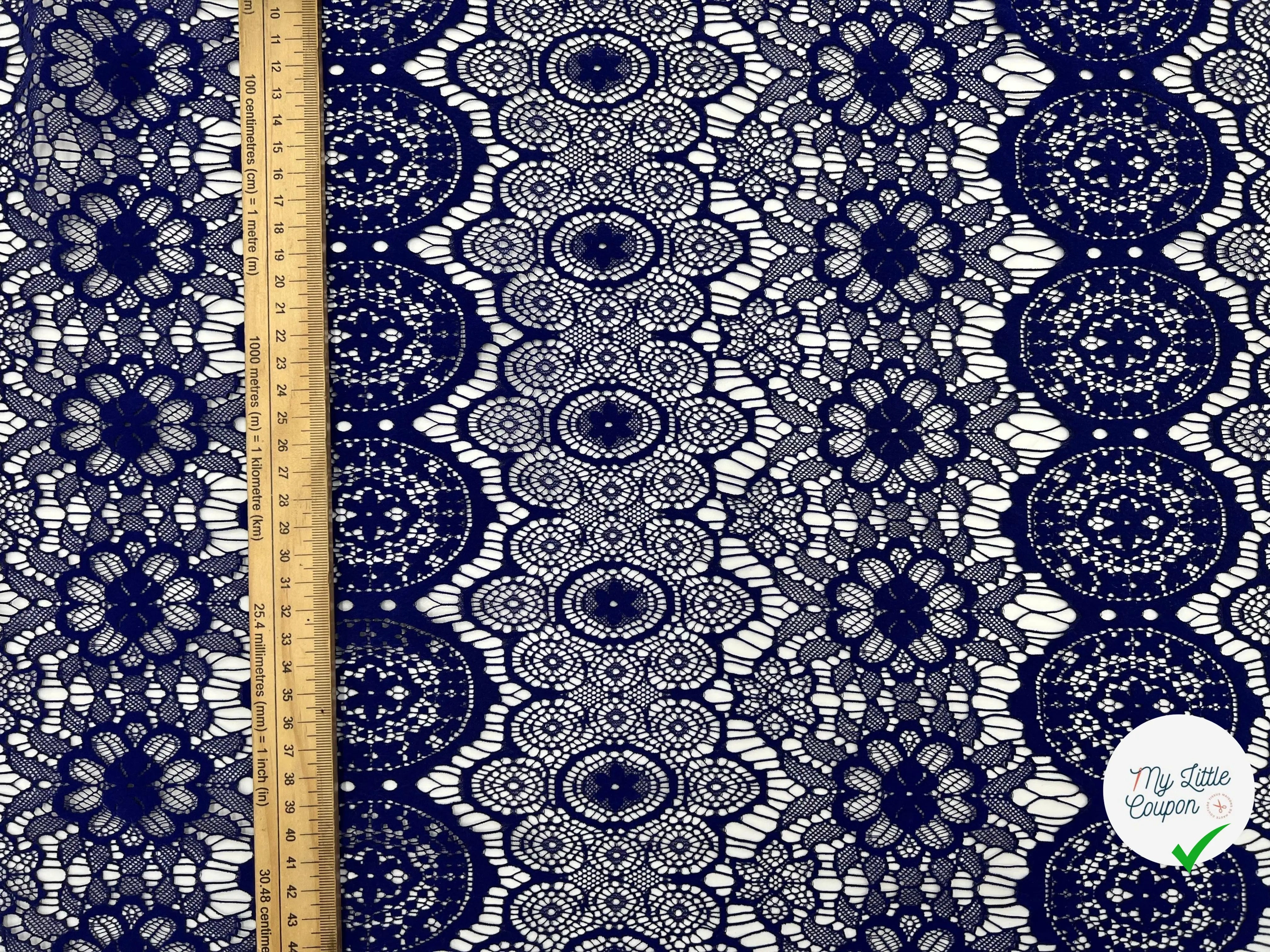 DENTELLE ROSACES BLEU OUTREMER - My Little Coupon - tissu - coudre