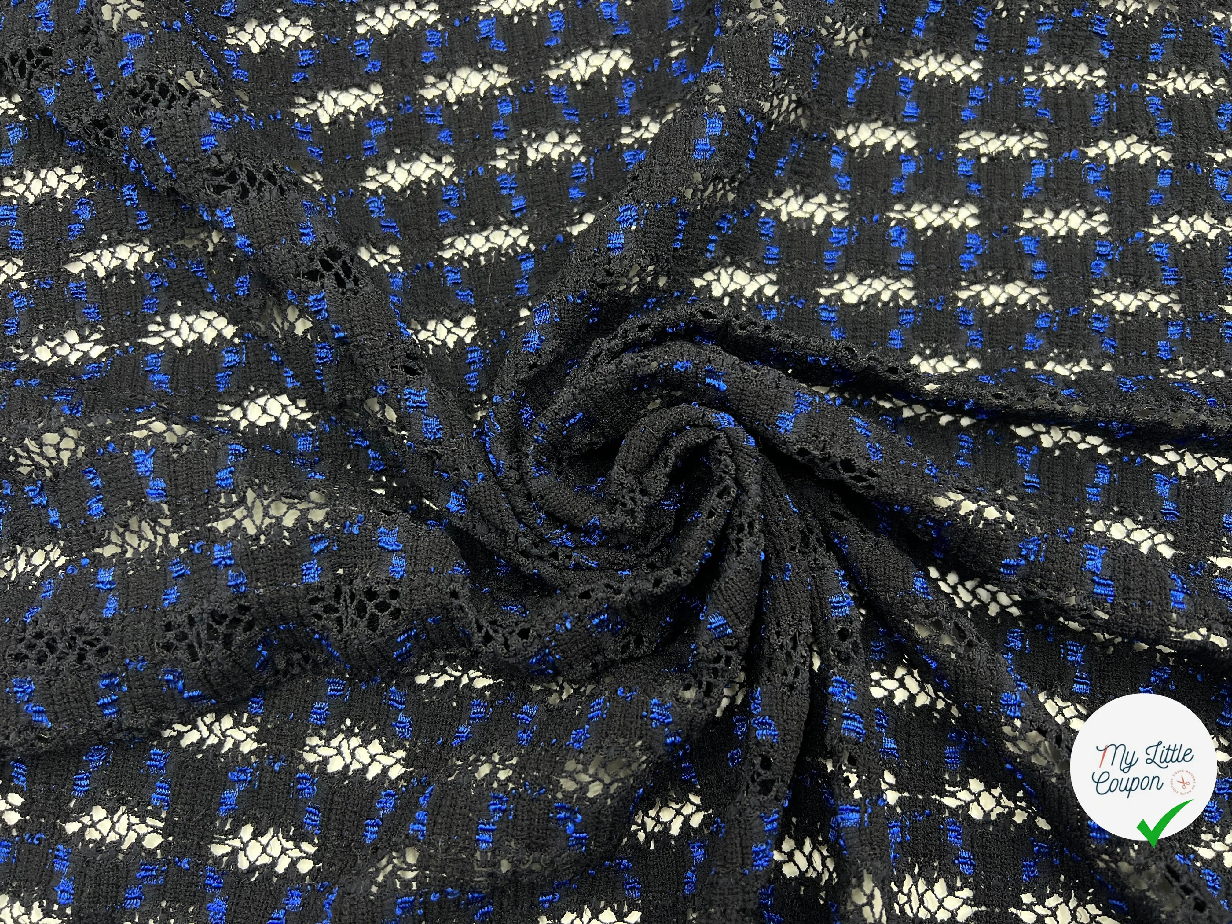 DENTELLE ROYAL ET NOIR STRETCH - My Little Coupon - tissu - coudre