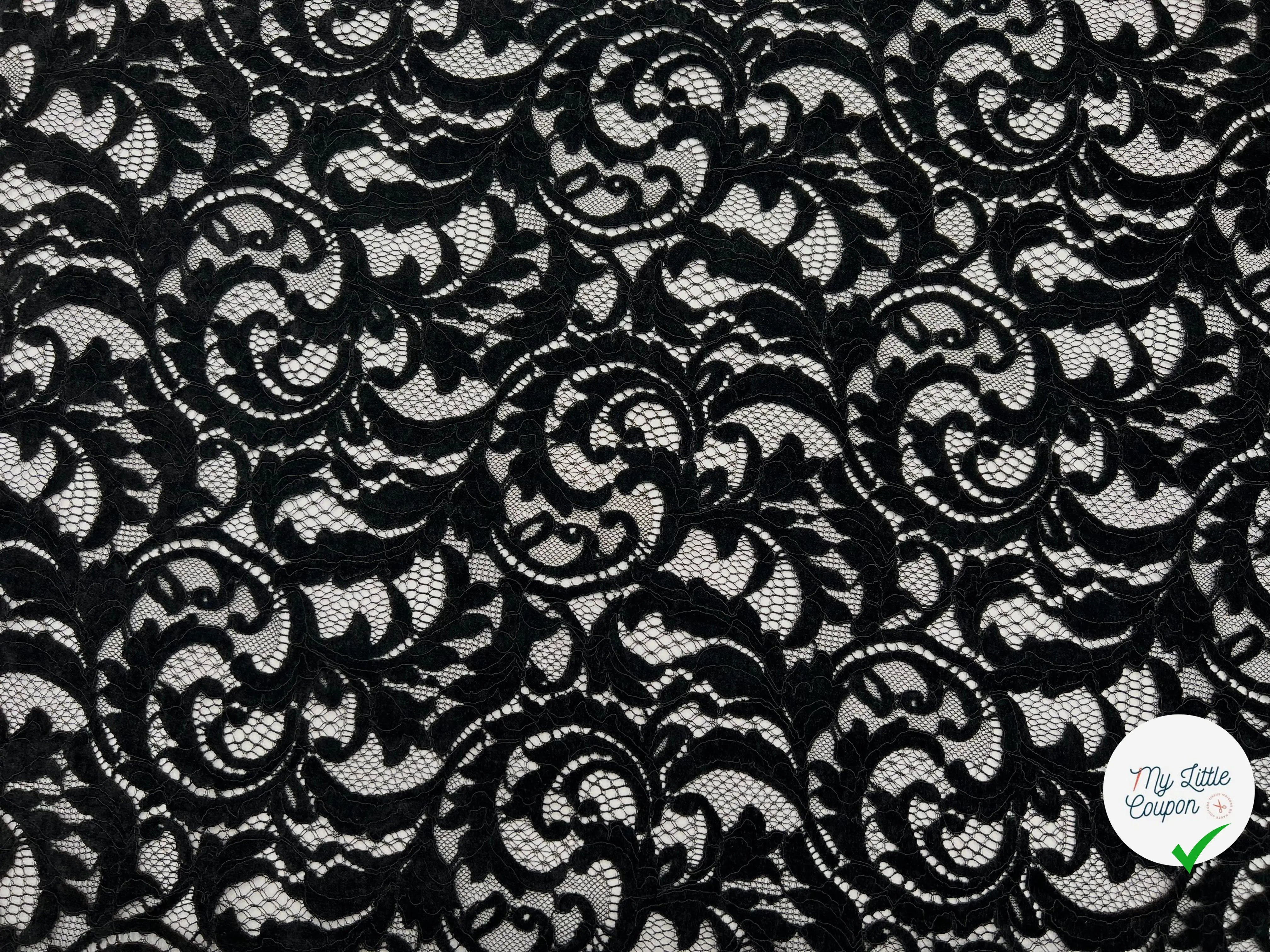 DENTELLE VELOURS NOIR PALERME - My Little Coupon - tissu - coudre