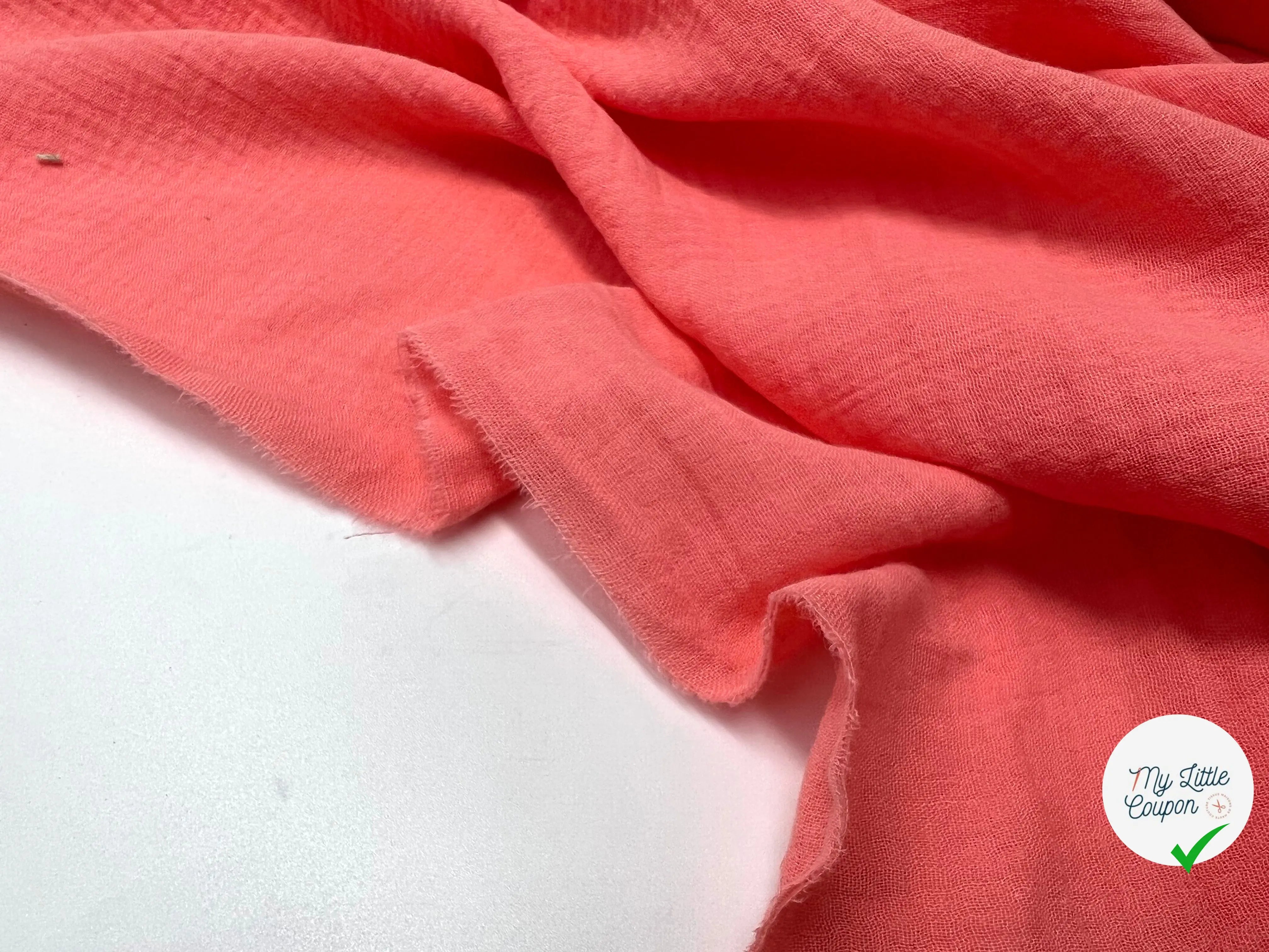 DOUBLE GAZE COTON ABRICOT - My Little Coupon - tissu - coudre
