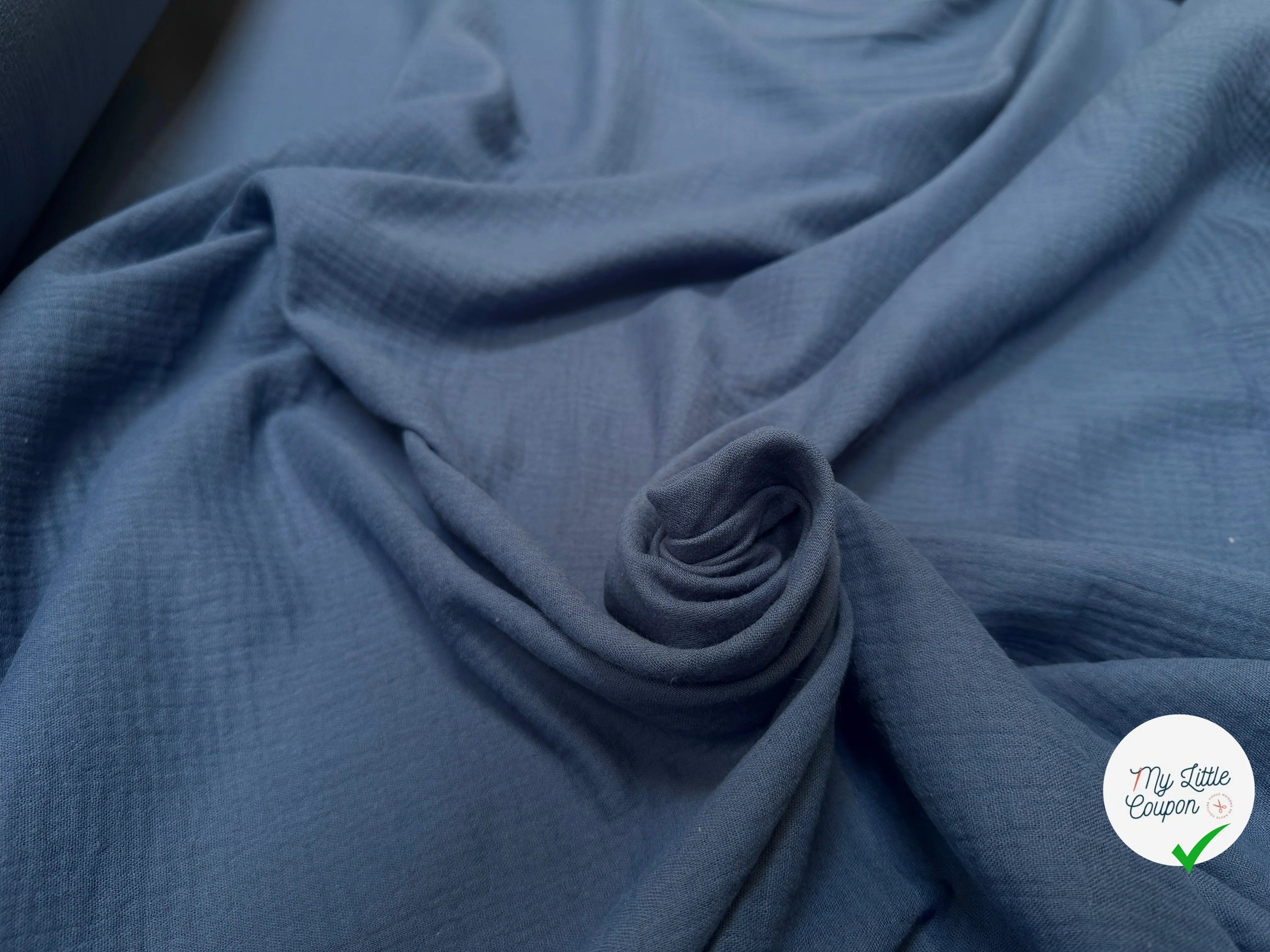 DOUBLE GAZE DE COTON BLEU PÉTROLE - My Little Coupon