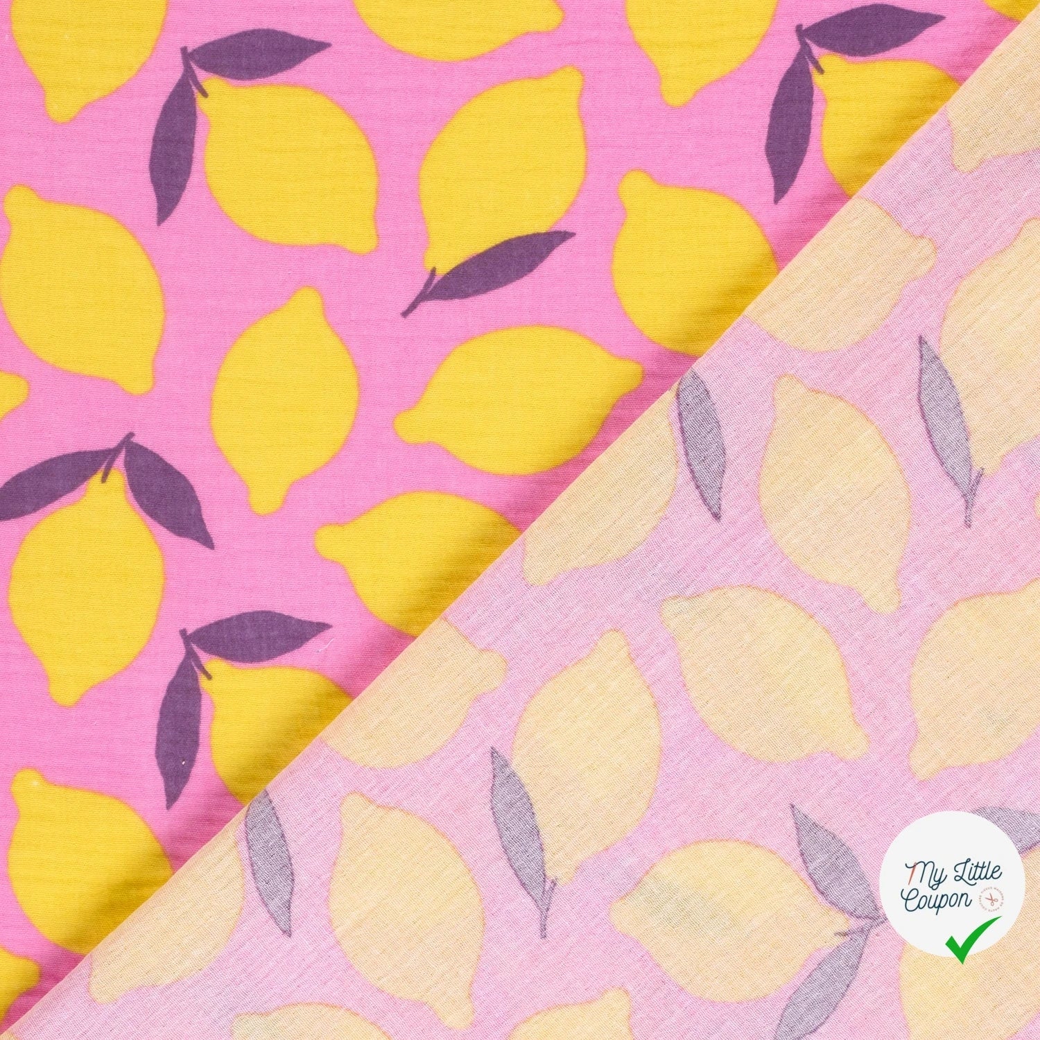 DOUBLE GAZE DE COTON CITRONS ROSE - My Little Coupon