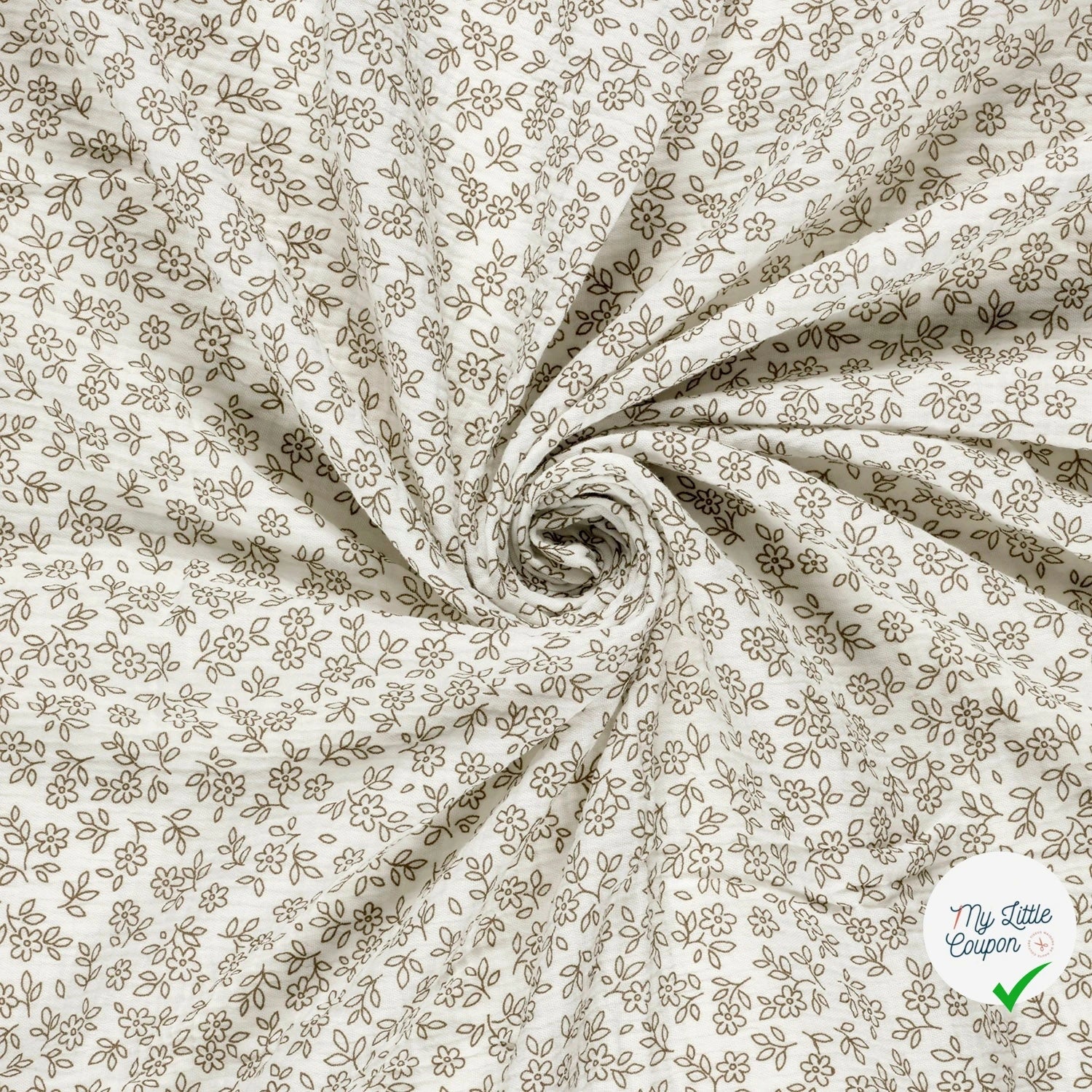 DOUBLE GAZE DE COTON FLEURS BLANC CASSÉ 2 - My Little Coupon