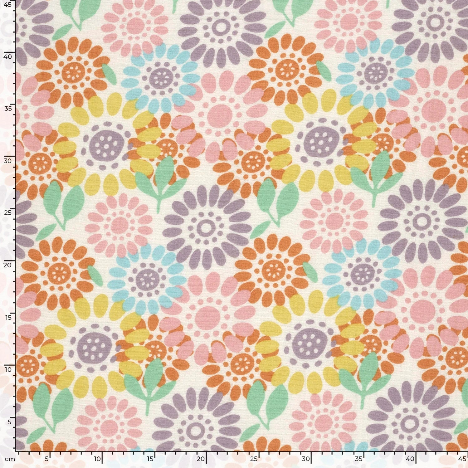 DOUBLE GAZE DE COTON FLEURS BLANC CASSÉ - My Little Coupon