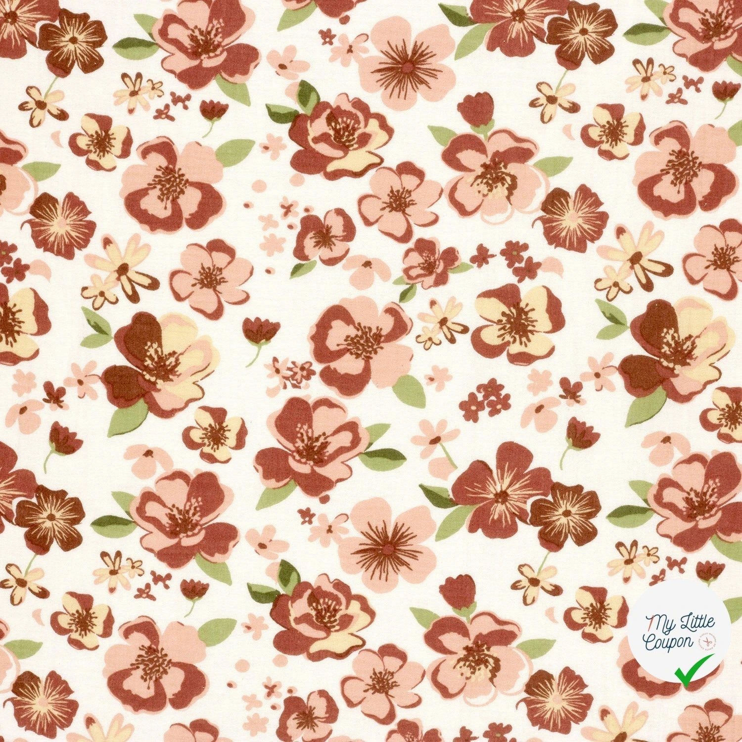 DOUBLE GAZE DE COTON FLEURS BLANC CASSÉ - My Little Coupon
