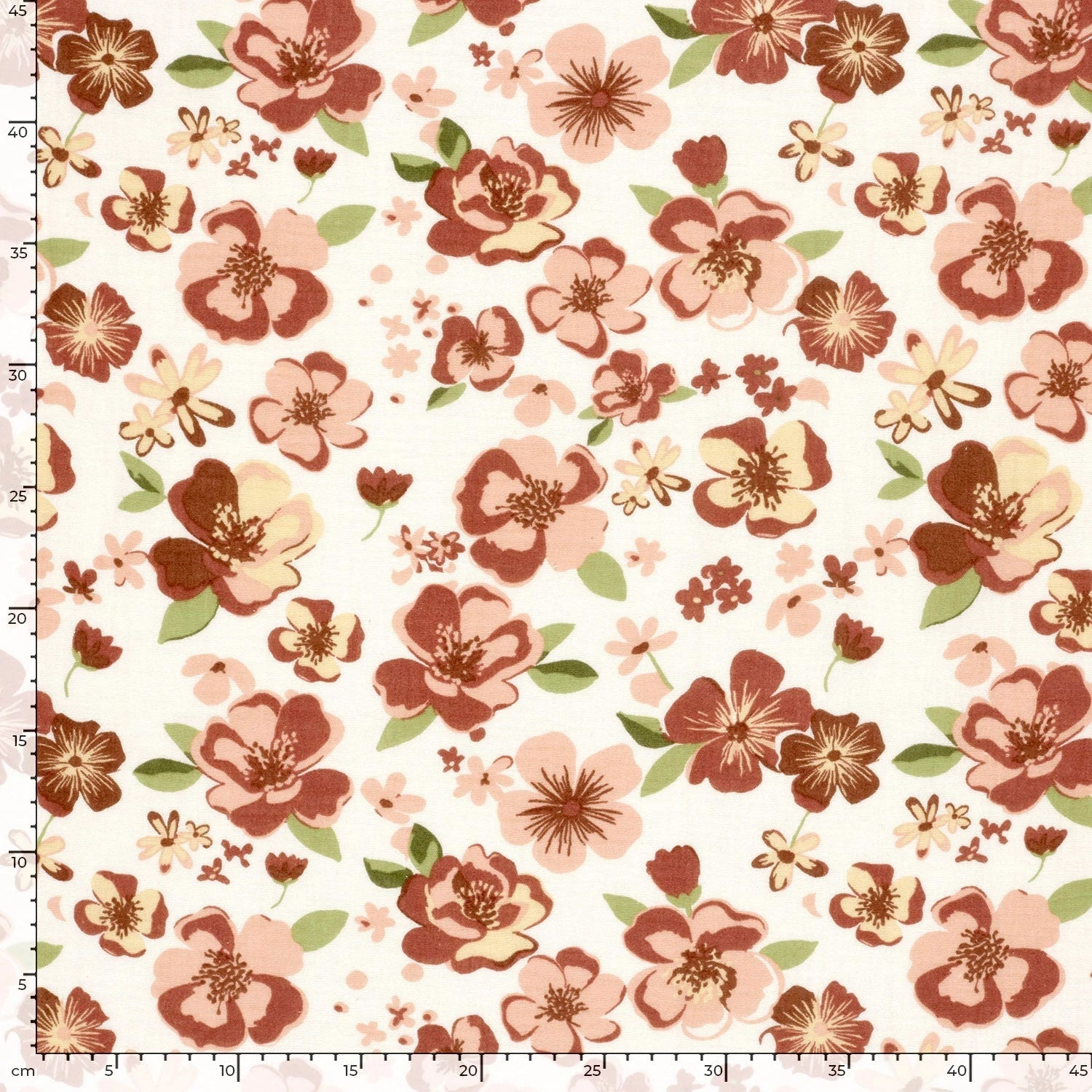 DOUBLE GAZE DE COTON FLEURS BLANC CASSÉ - My Little Coupon