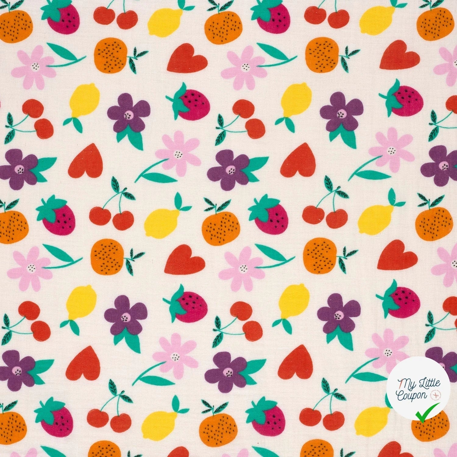 DOUBLE GAZE DE COTON FLEURS BLANC CASSÉ - My Little Coupon