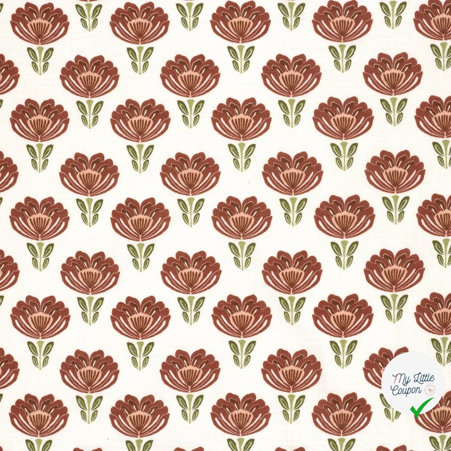 DOUBLE GAZE DE COTON FLEURS FOND BLANC - My Little Coupon