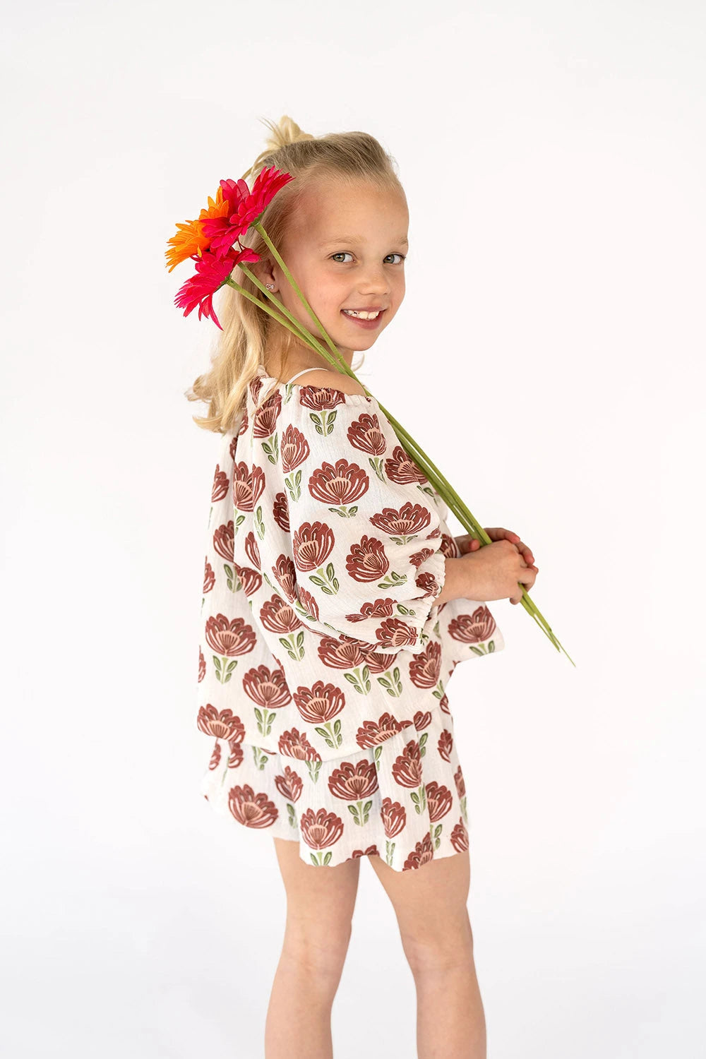 DOUBLE GAZE DE COTON FLEURS FOND BLANC - My Little Coupon