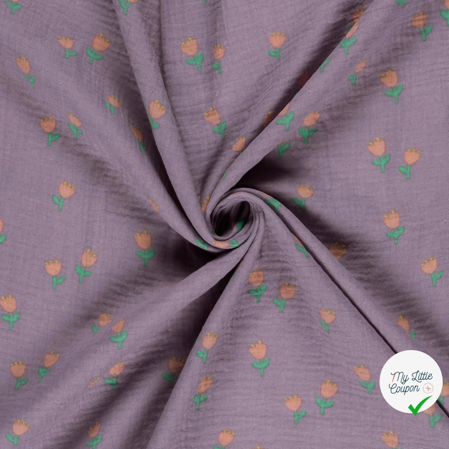 DOUBLE GAZE DE COTON FLEURS LILAS - My Little Coupon