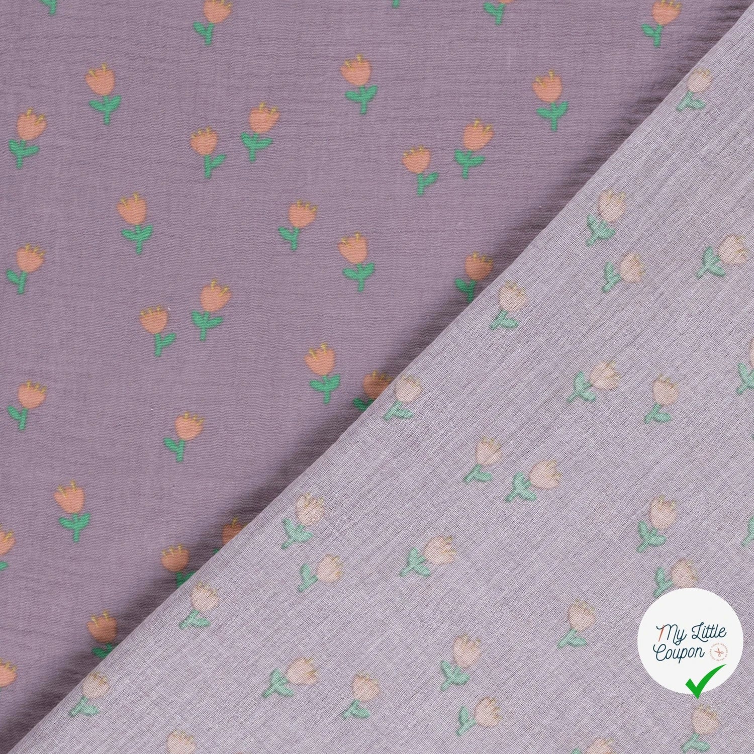 DOUBLE GAZE DE COTON FLEURS LILAS - My Little Coupon