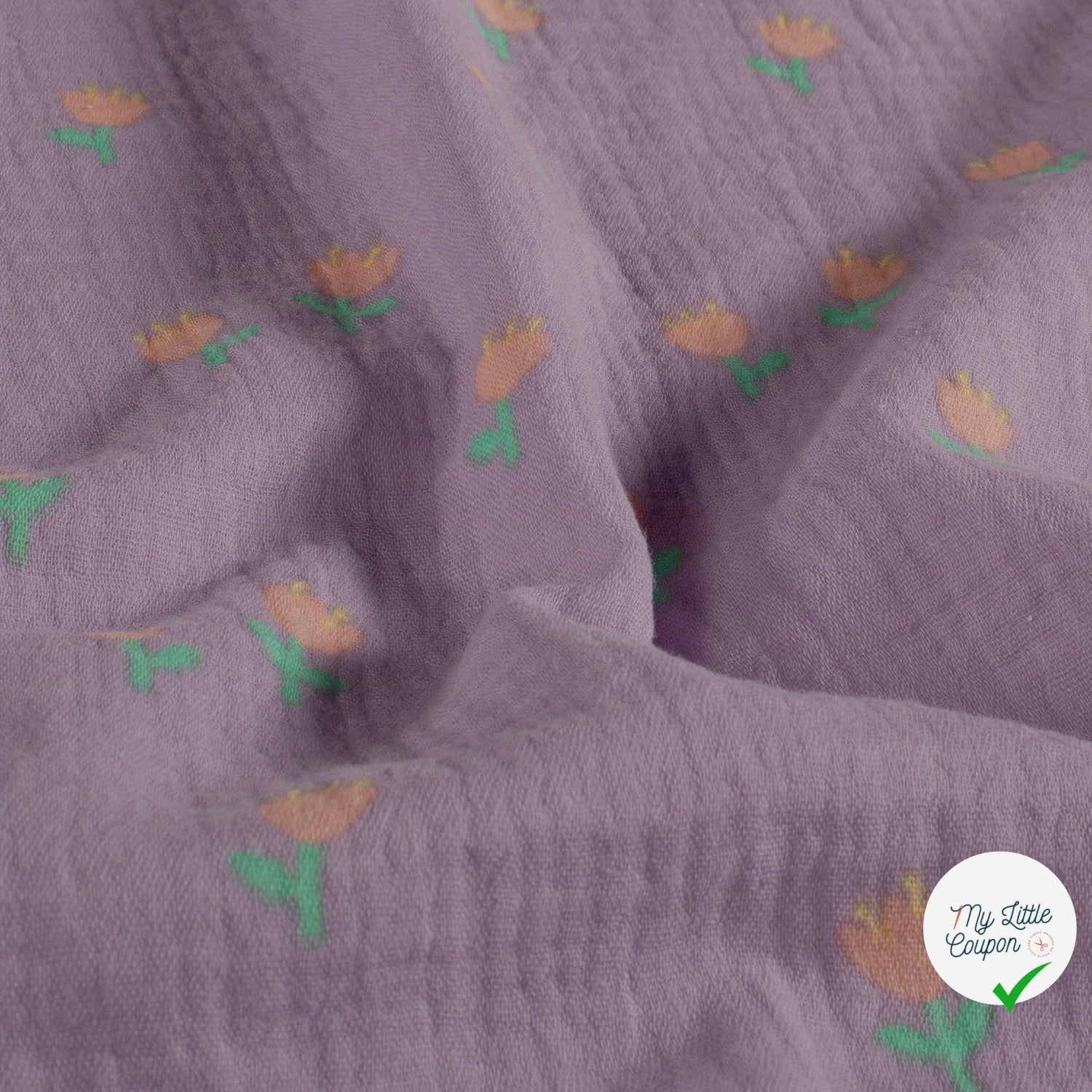 DOUBLE GAZE DE COTON FLEURS LILAS - My Little Coupon