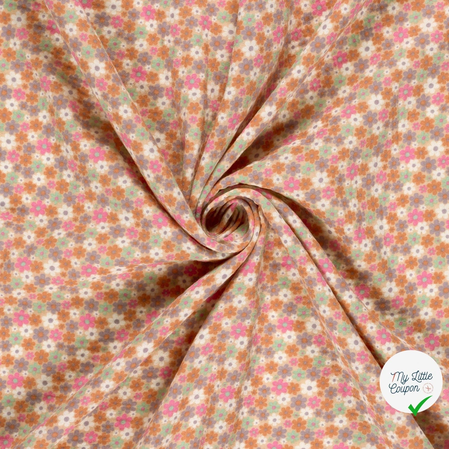 DOUBLE GAZE DE COTON FLEURS ROSE - My Little Coupon