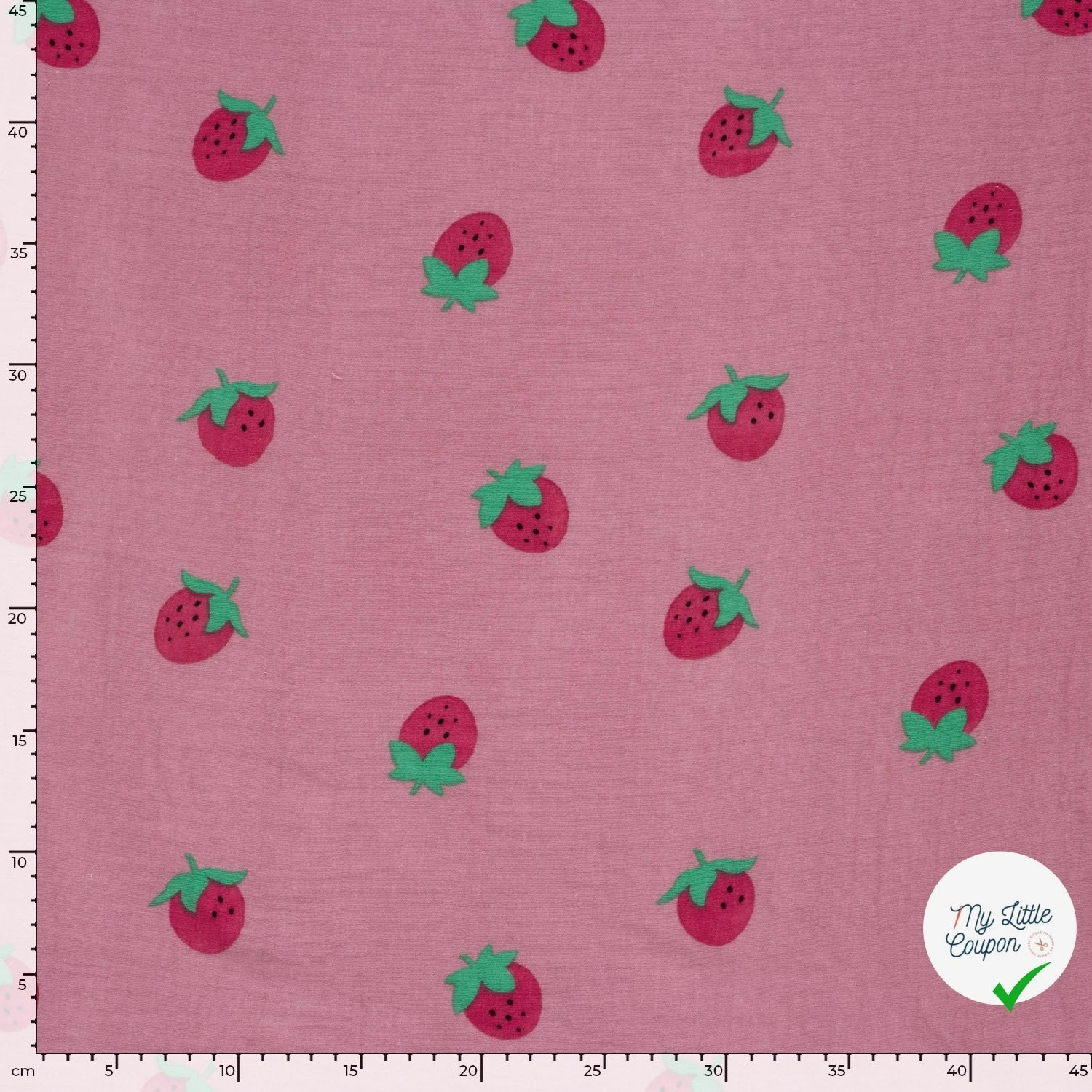 DOUBLE GAZE DE COTON FRAISES ROSE - My Little Coupon