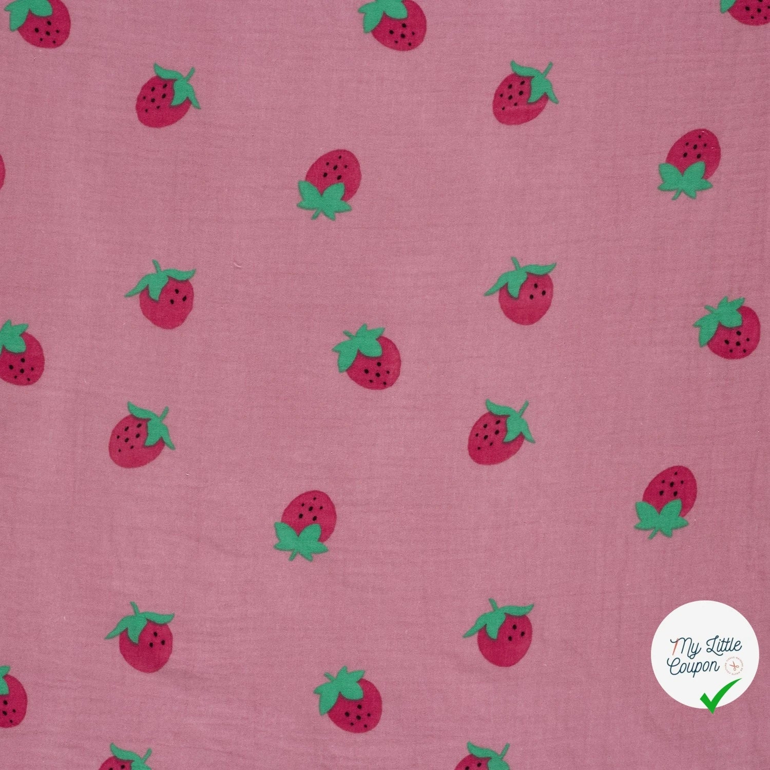 DOUBLE GAZE DE COTON FRAISES ROSE - My Little Coupon