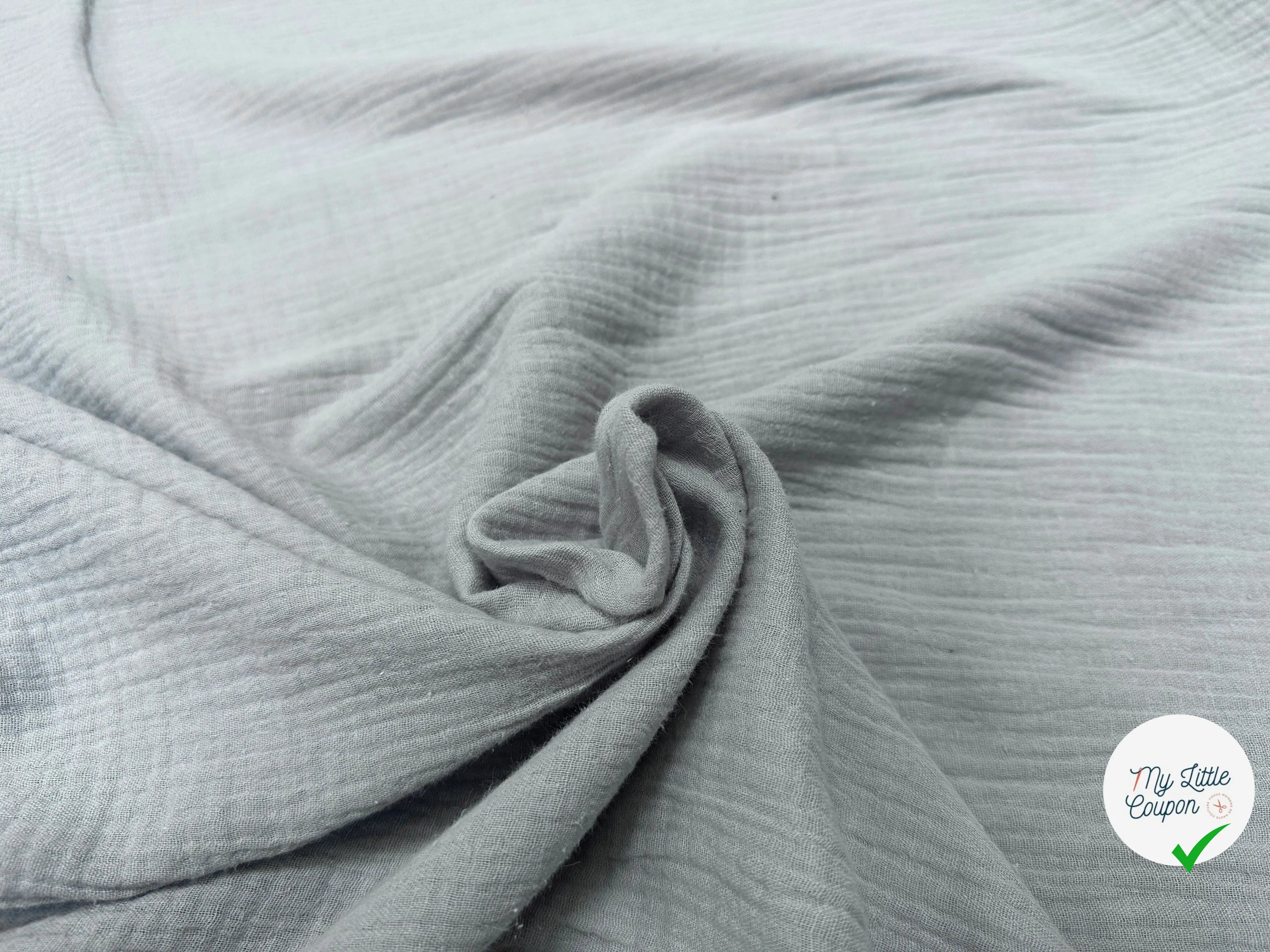 DOUBLE GAZE DE COTON GRIS PERLE - My Little Coupon