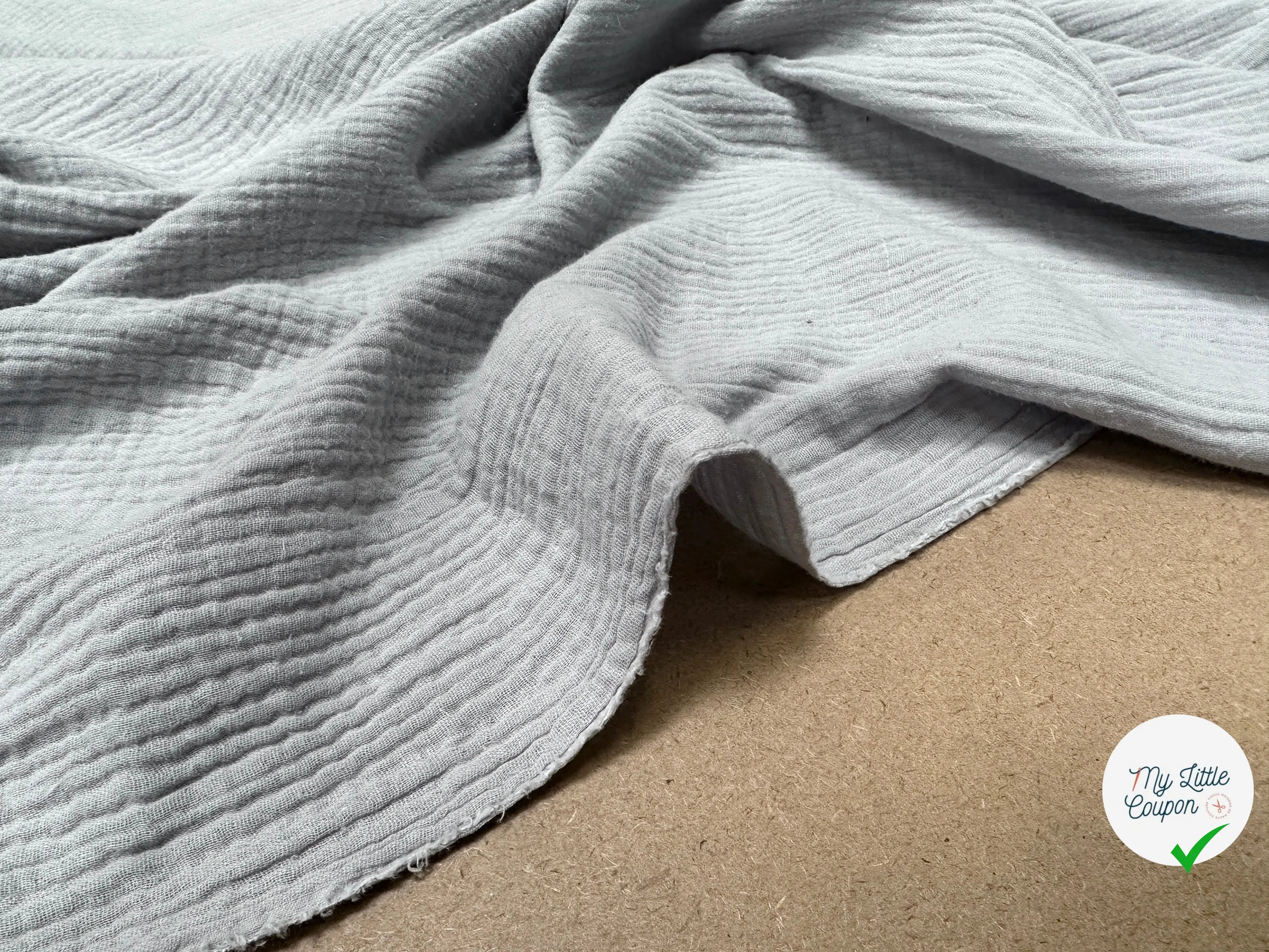 DOUBLE GAZE DE COTON GRIS PERLE - My Little Coupon