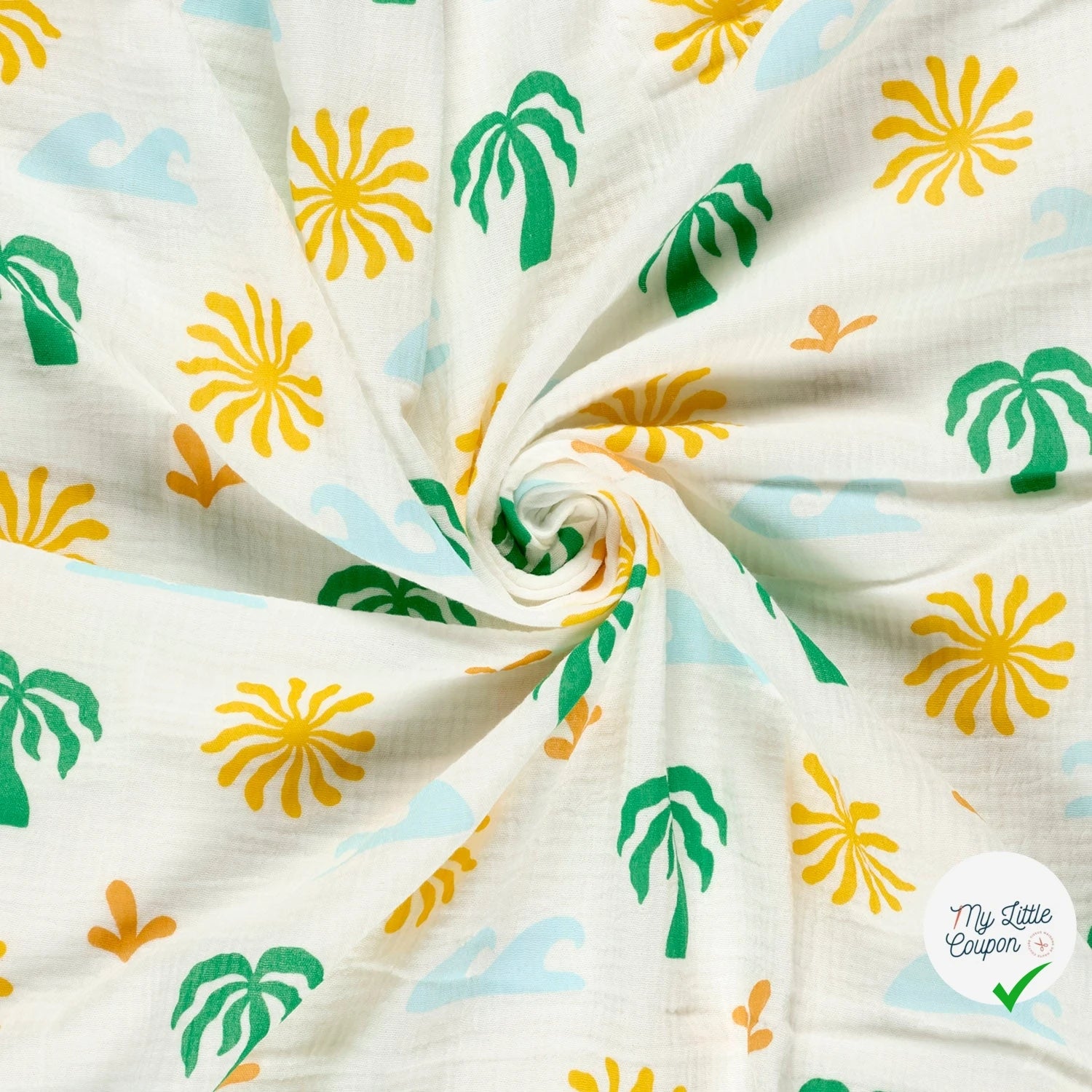 DOUBLE GAZE DE COTON PALMIER BLANC CASSÉ - My Little Coupon