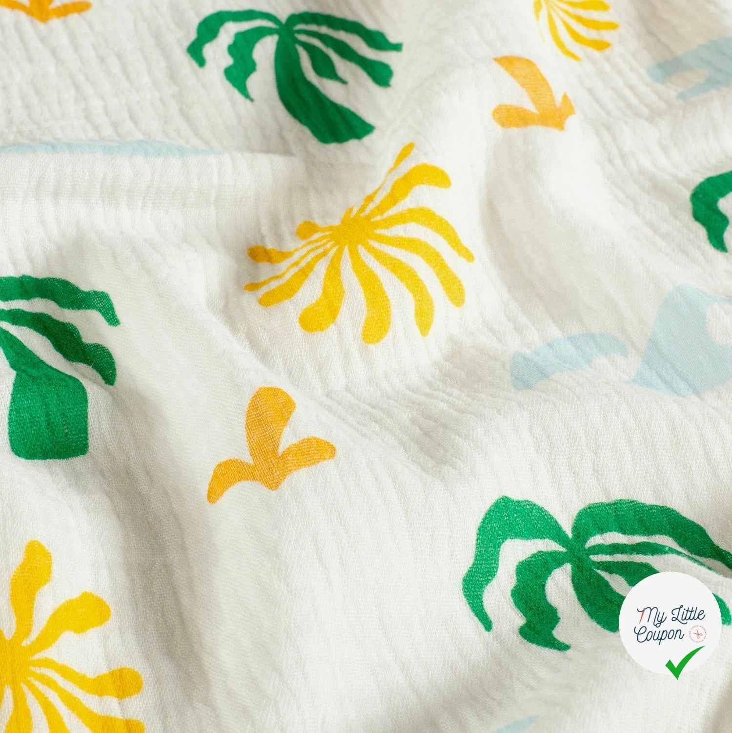 DOUBLE GAZE DE COTON PALMIER BLANC CASSÉ - My Little Coupon
